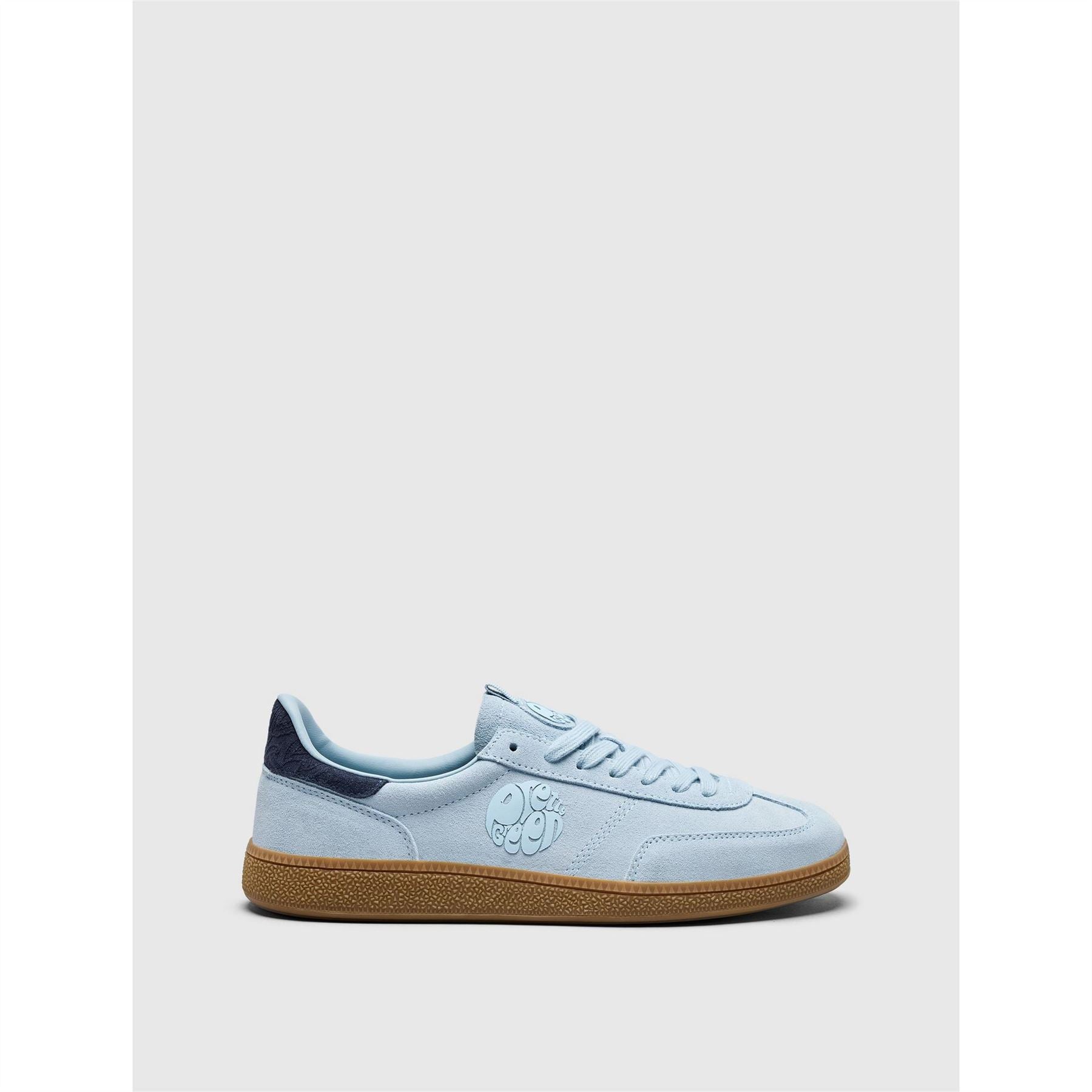Pretty Green Suede Round Toe Flat Heel Trainers