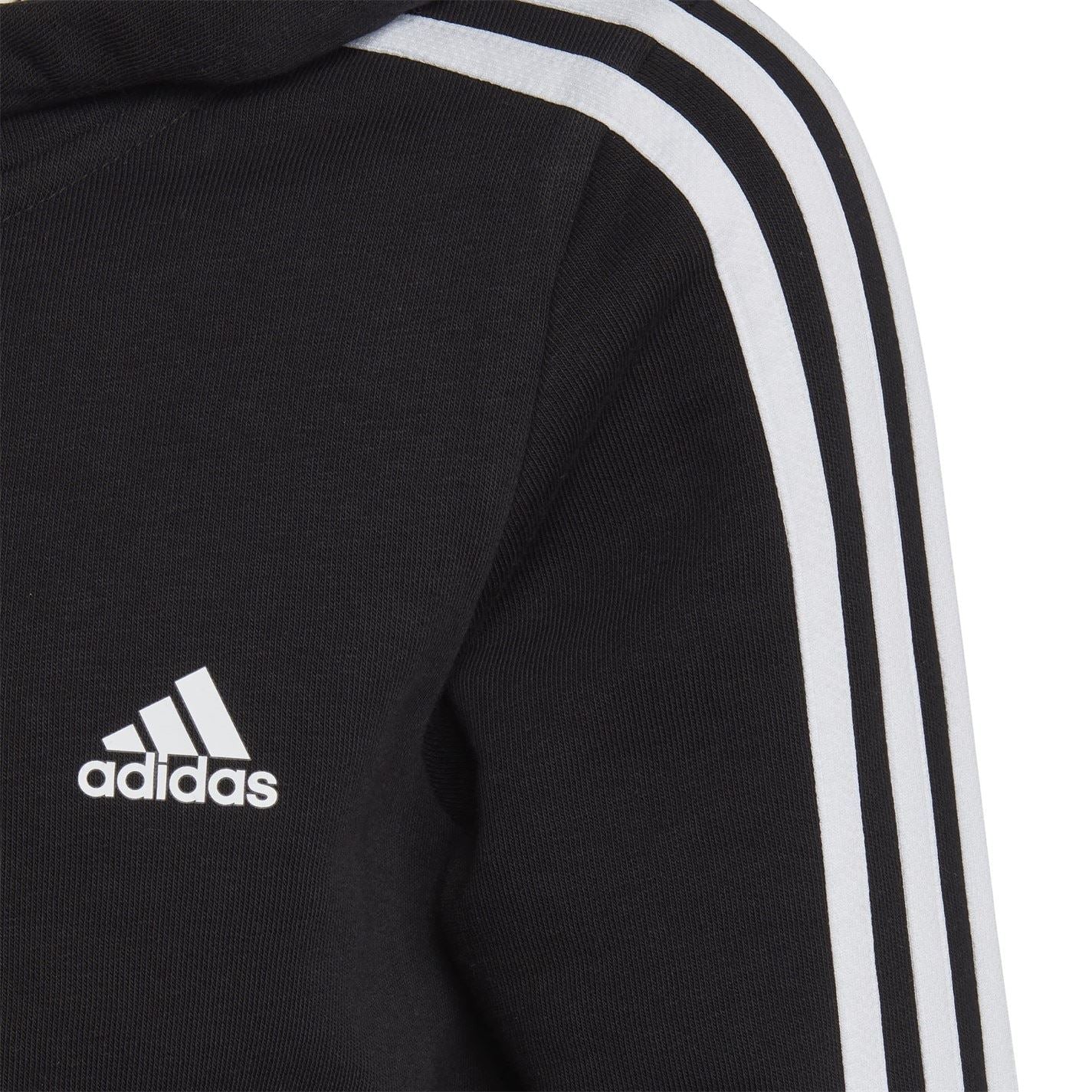 adidas Essentials Girls 3 Stripes Zip Track Top Hoodie