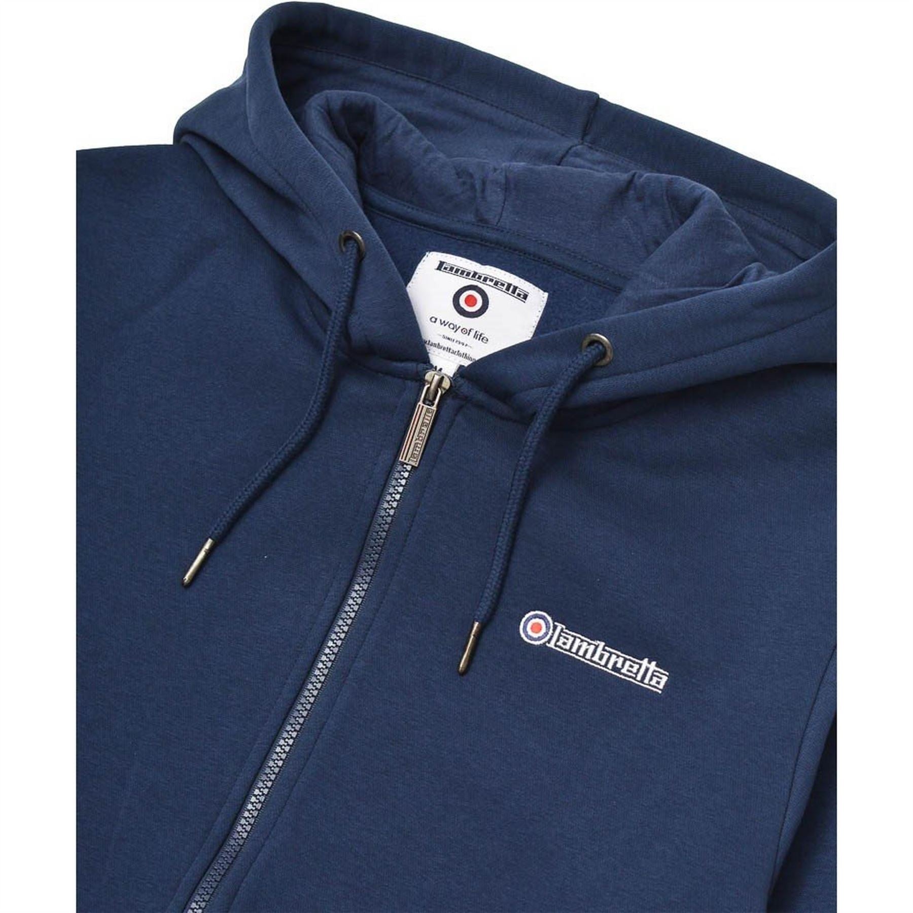 Lambretta Solid Patterned Hooded Ribbed Cuff Sweat Jacket