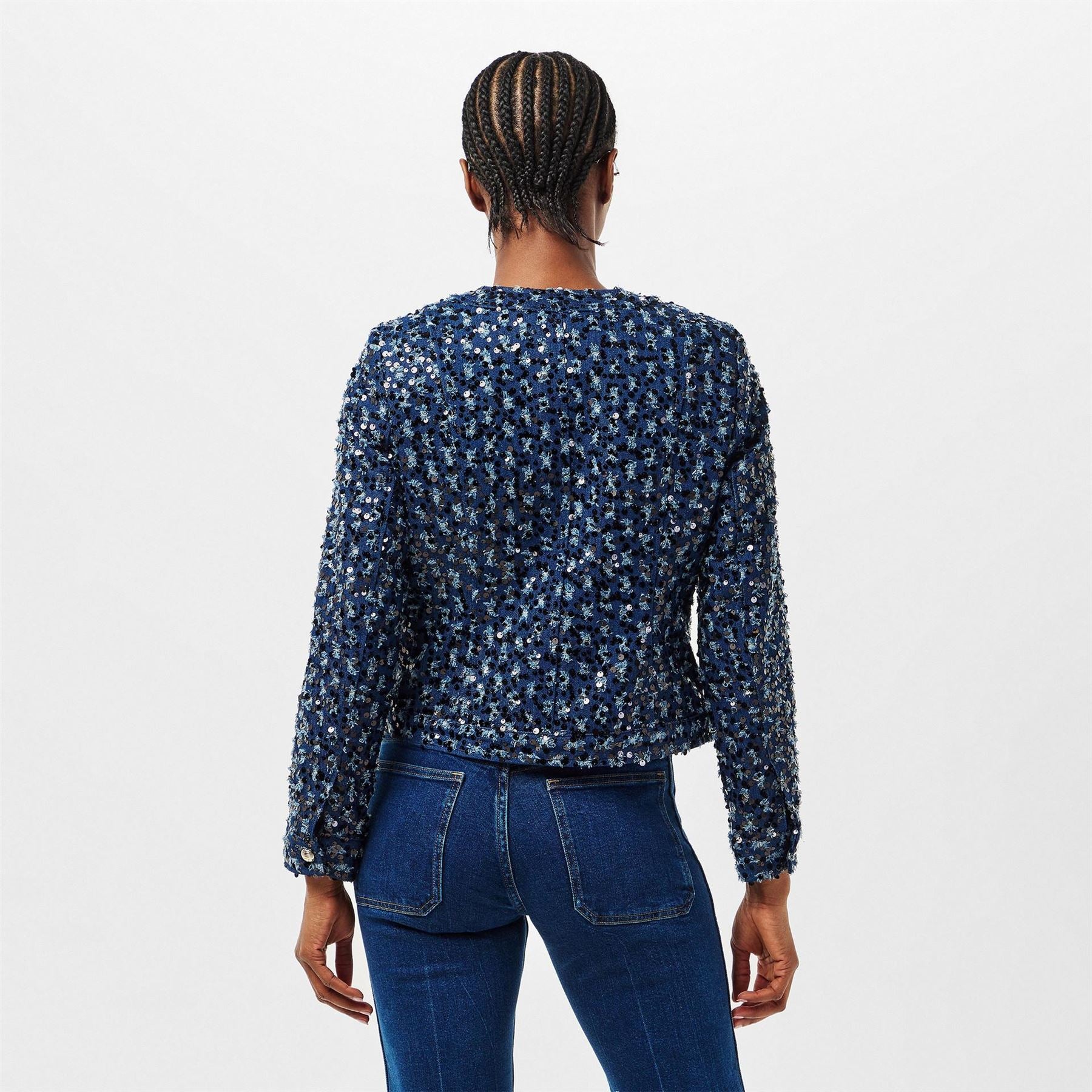 Karl Lagerfeld Floral Patterned Sequin Denim Jacket