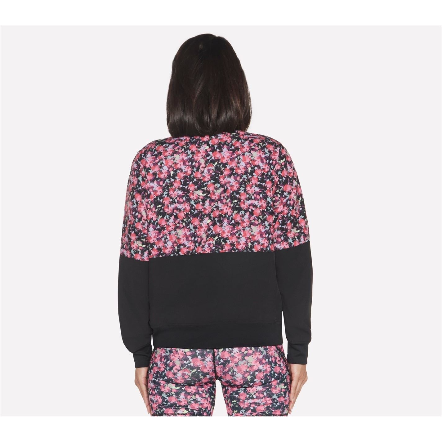 Skechers Skechweave Floral Patterned Bomber Jacket with Ribbed Cuff