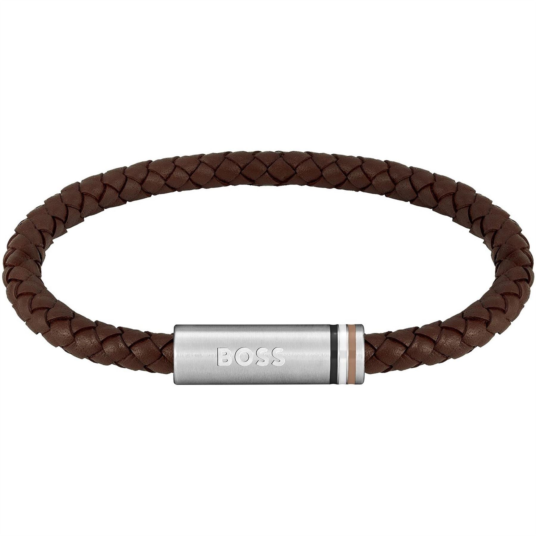 Boss Ares Single Braided Leather Bracelet