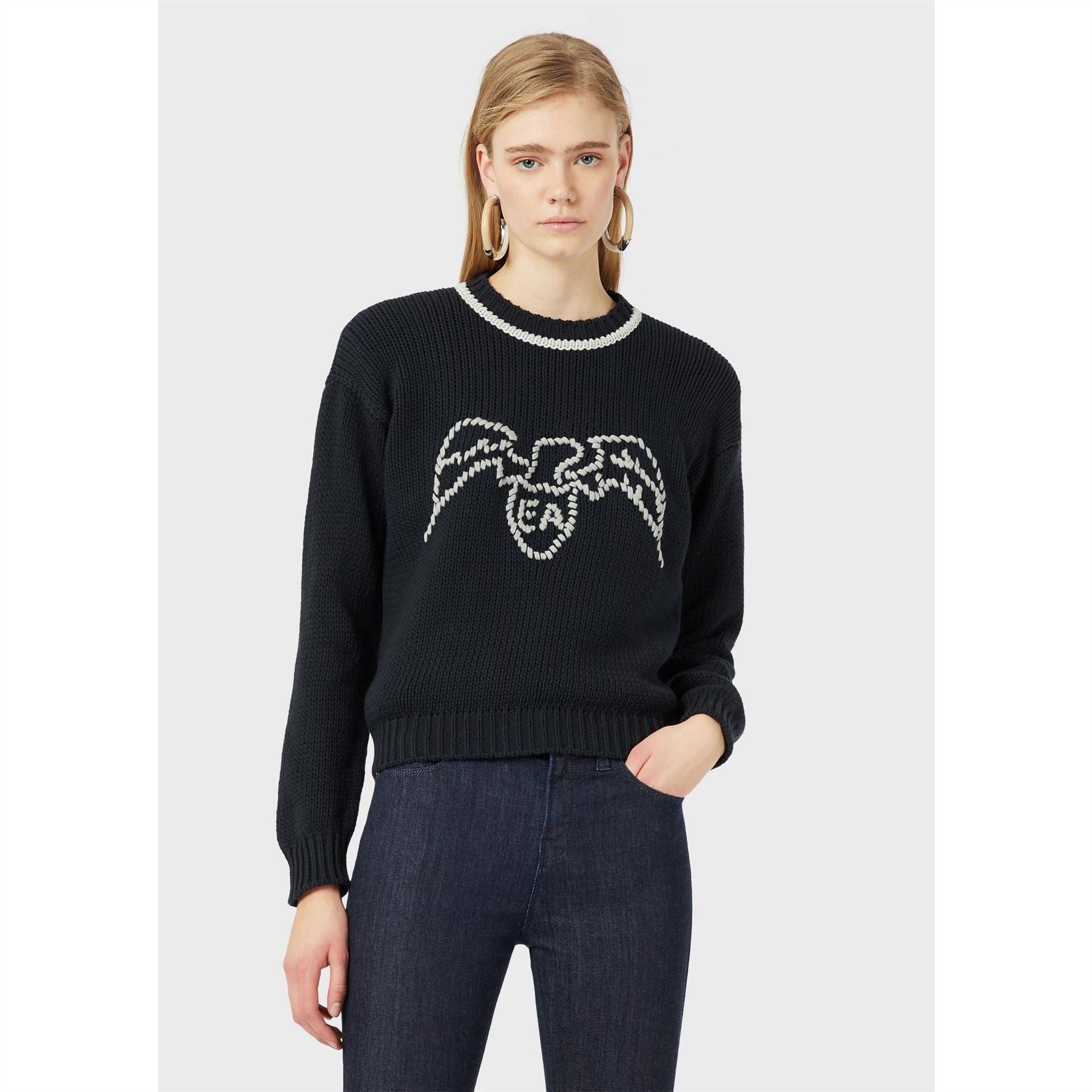 Emporio Armani Waffle Crew Neck Regular Fit Sweater