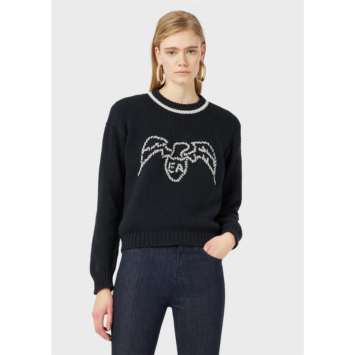 Emporio Armani Waffle Crew Neck Regular Fit Sweater