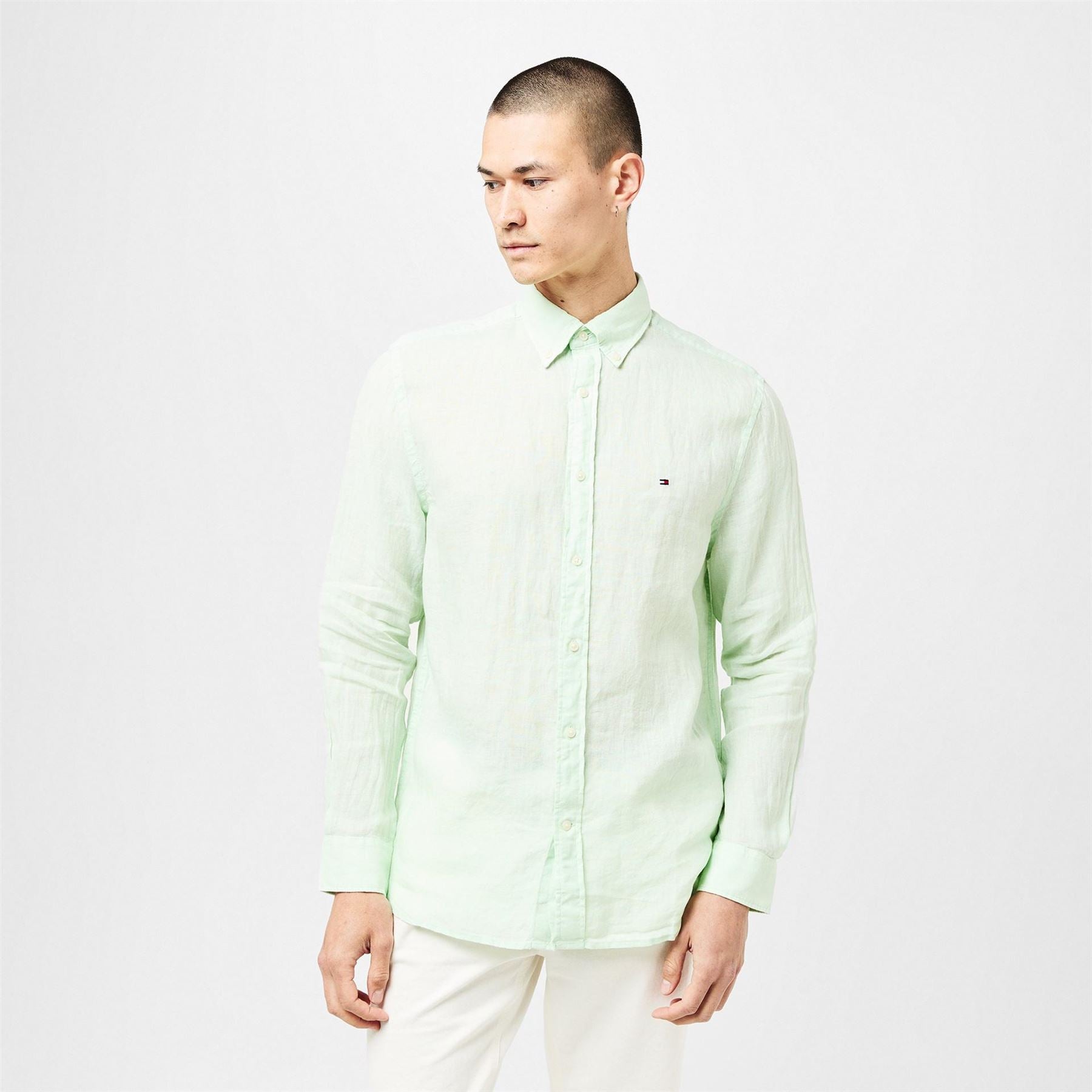 Tommy Hilfiger Pigment Dyed Long Sleeve Plain Shirt