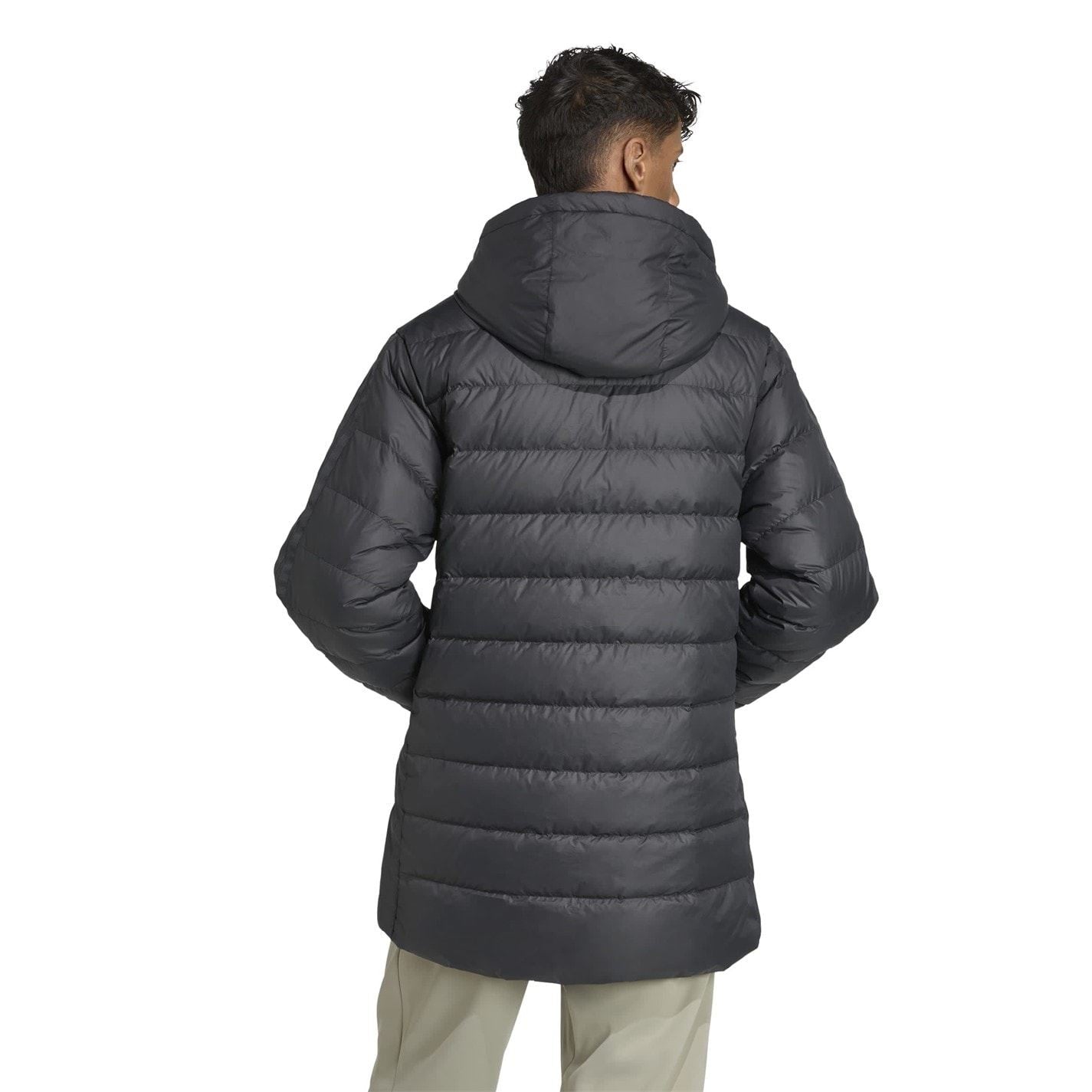 adidas Solid Patterned Hooded Down Puffer Coat