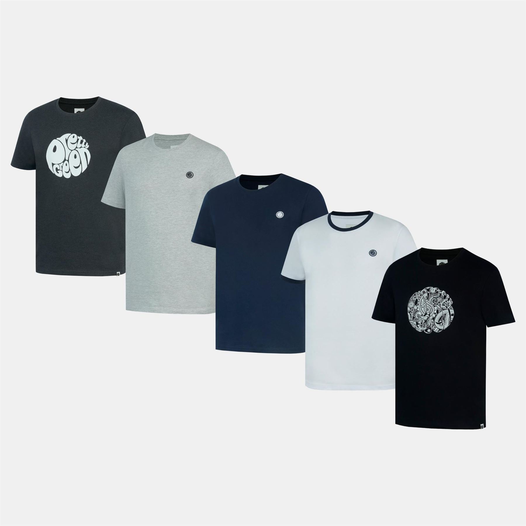 Pretty Green 5 Pack Cotton Crew Neck Short Sleeve T-Shirt
