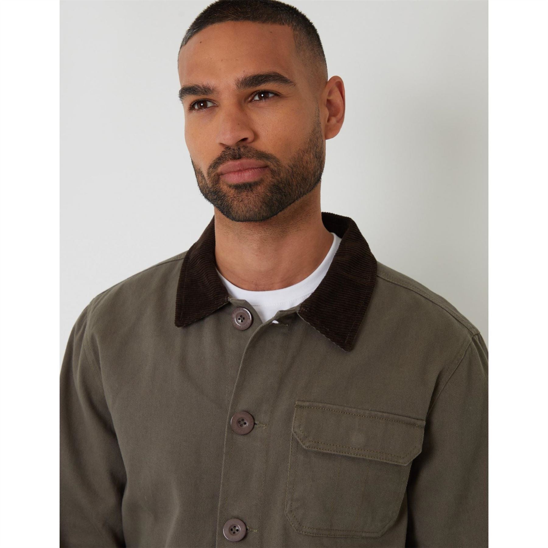 Threadbare Solid Patterned Parka Jacket with Chest Pocket