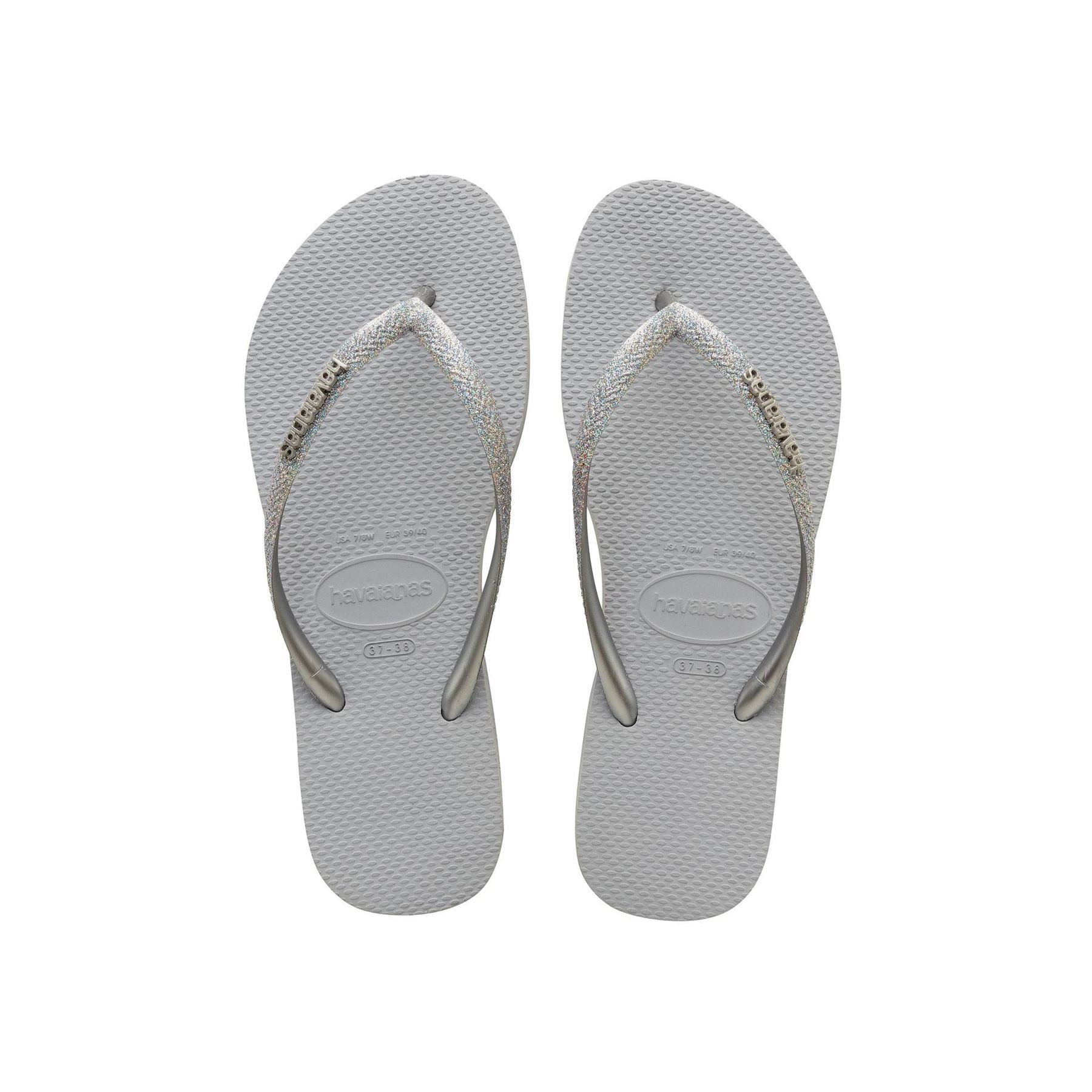Havaianas Womens Hav. Slim Glitter Ii Ice Grey 37 38 Flip Flops