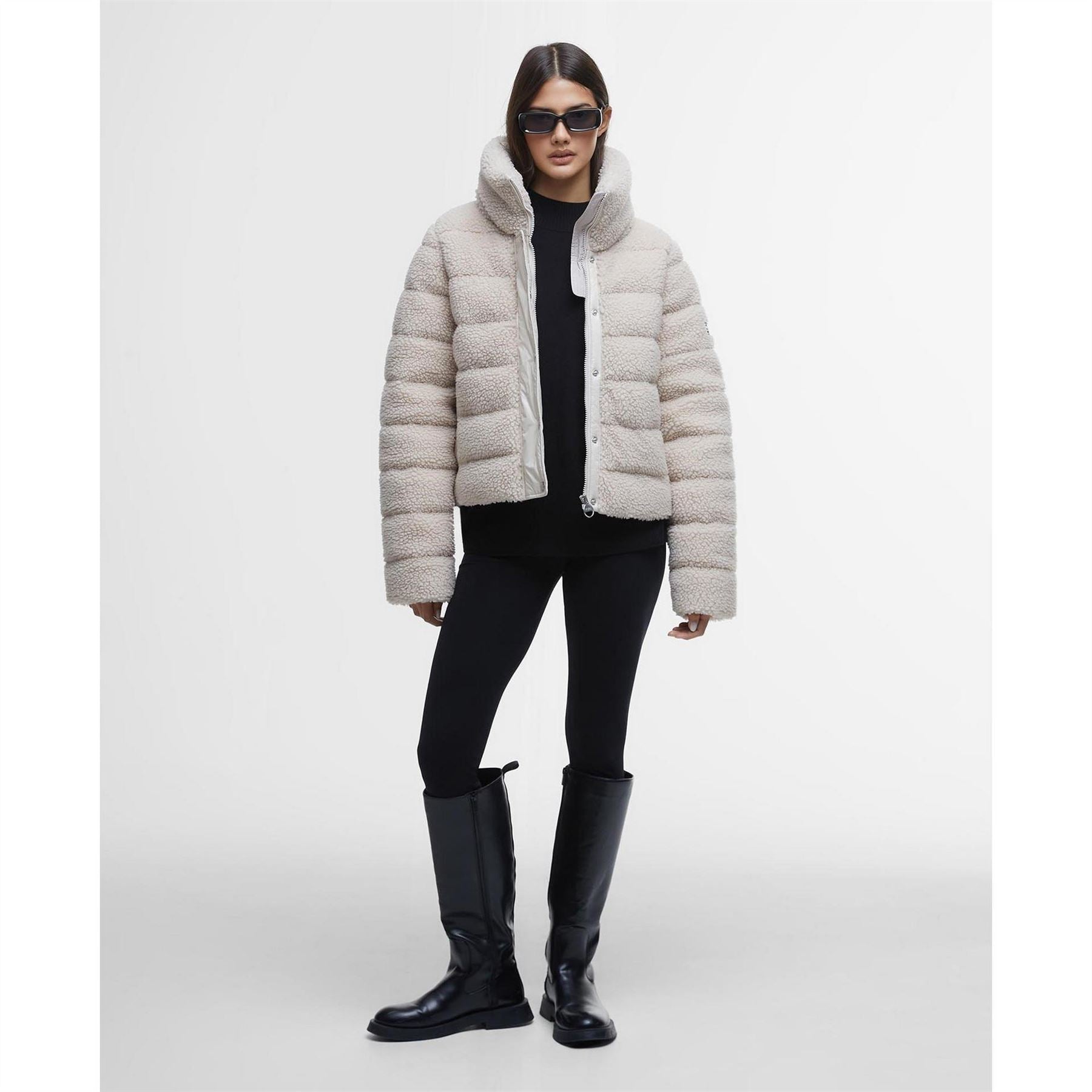 Barbour International Franchesca Sherpa Fleece Quilted Shearling Jacket