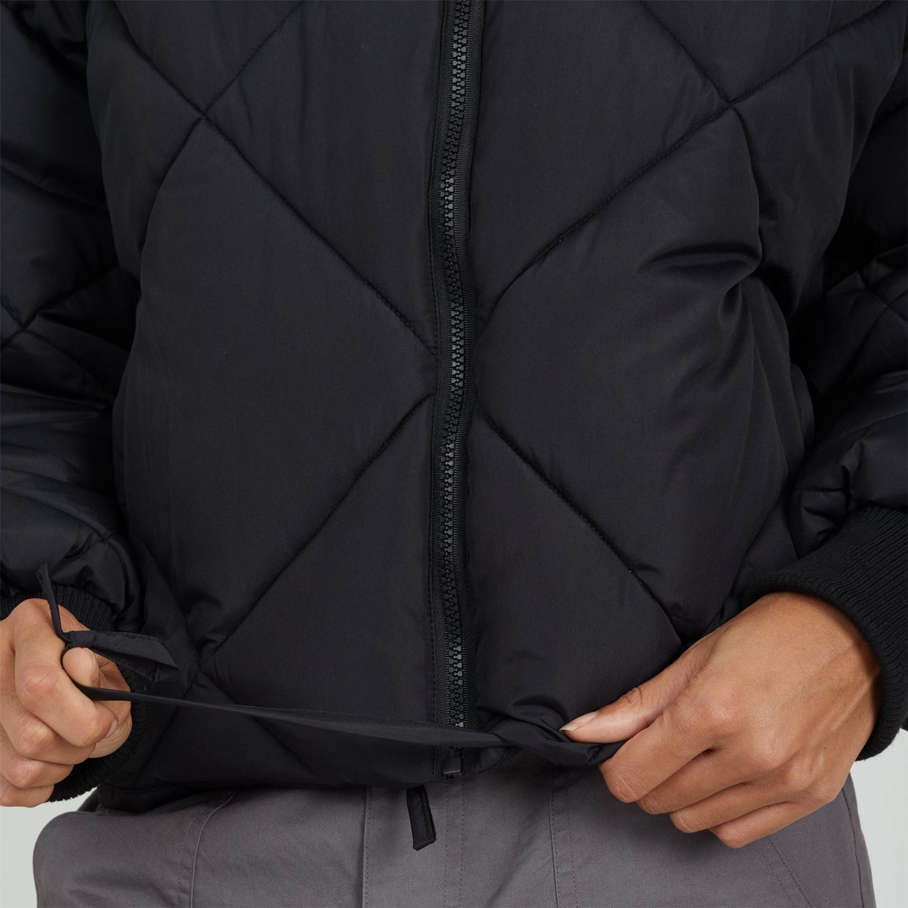 Brave Soul Diamond Quilted Short Padded Jacket With Funnel Neck