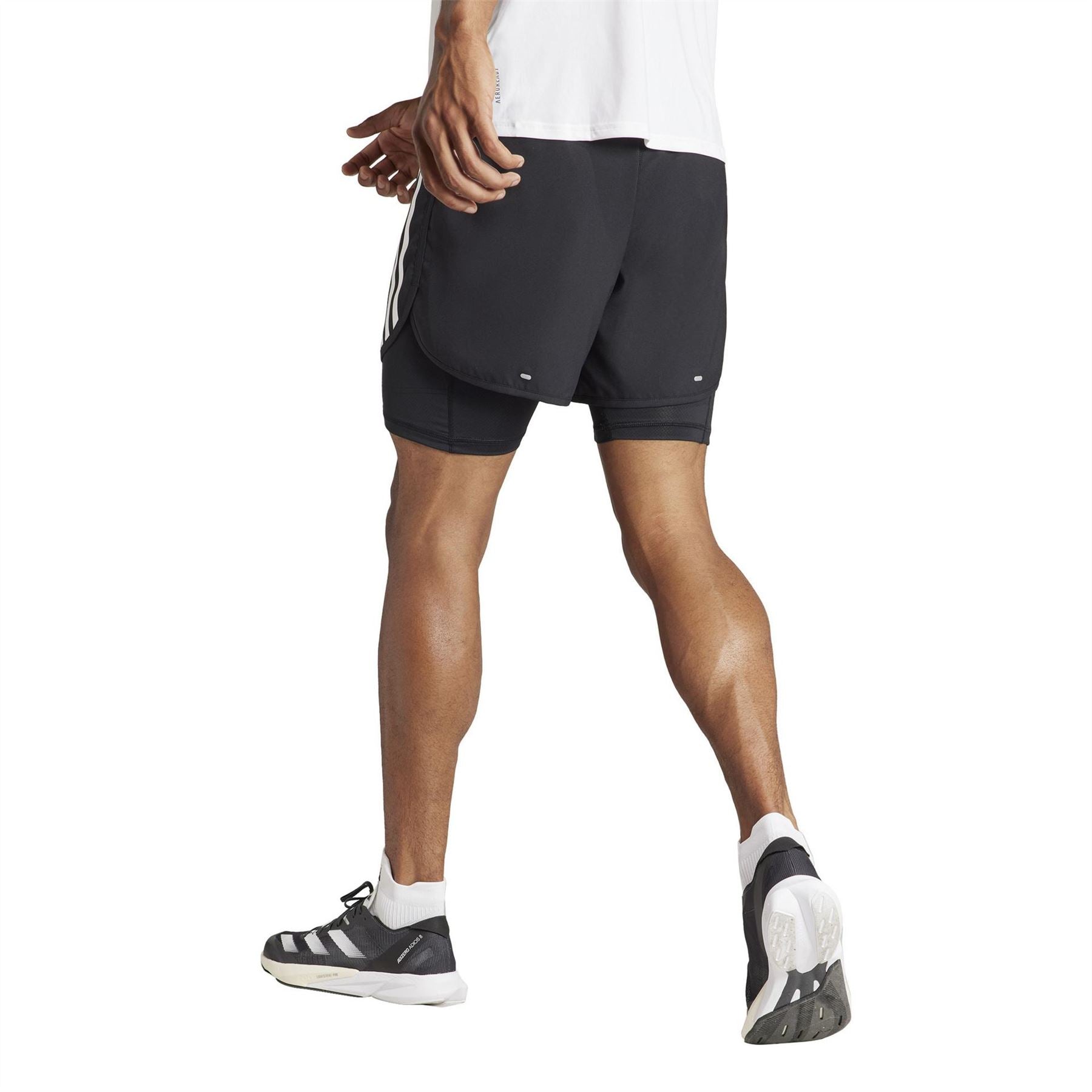 adidas Own The Run 3 Stripes 2 in 1 Running Road Shorts