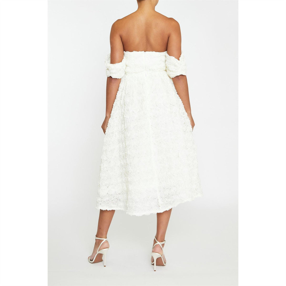 True Decadence Cream Bardot Bust Cup Midi Dress
