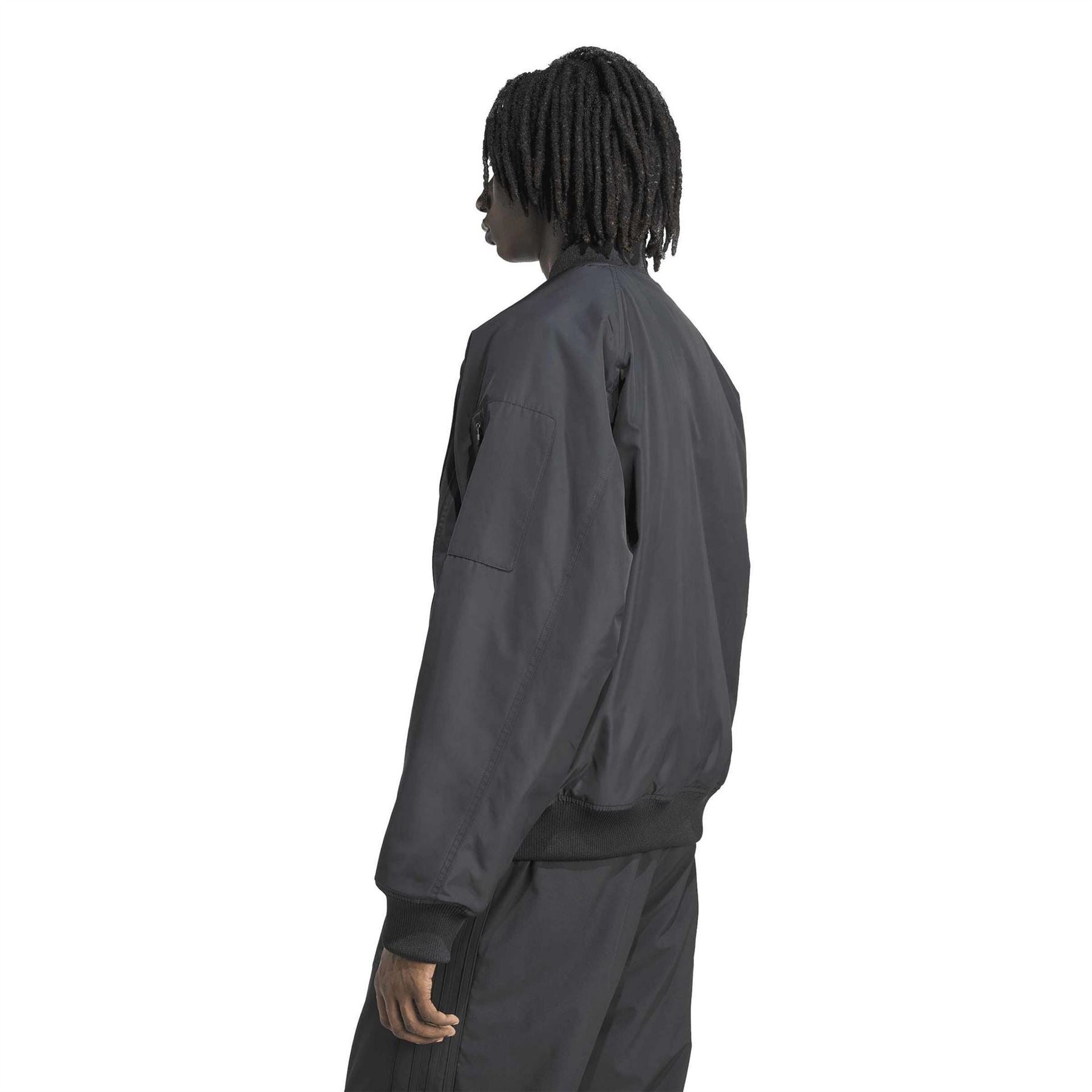 adidas Teamgeist Solid Patterned Zipped Pocket Mock Neck Ribbed Cuff Bomber Jacket