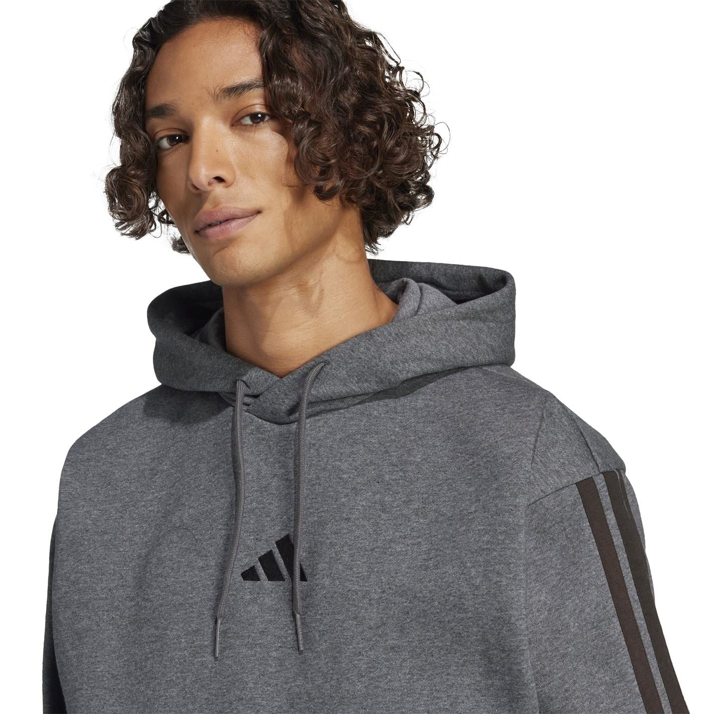 adidas Mens Fleece 3 Stripes Hoodie