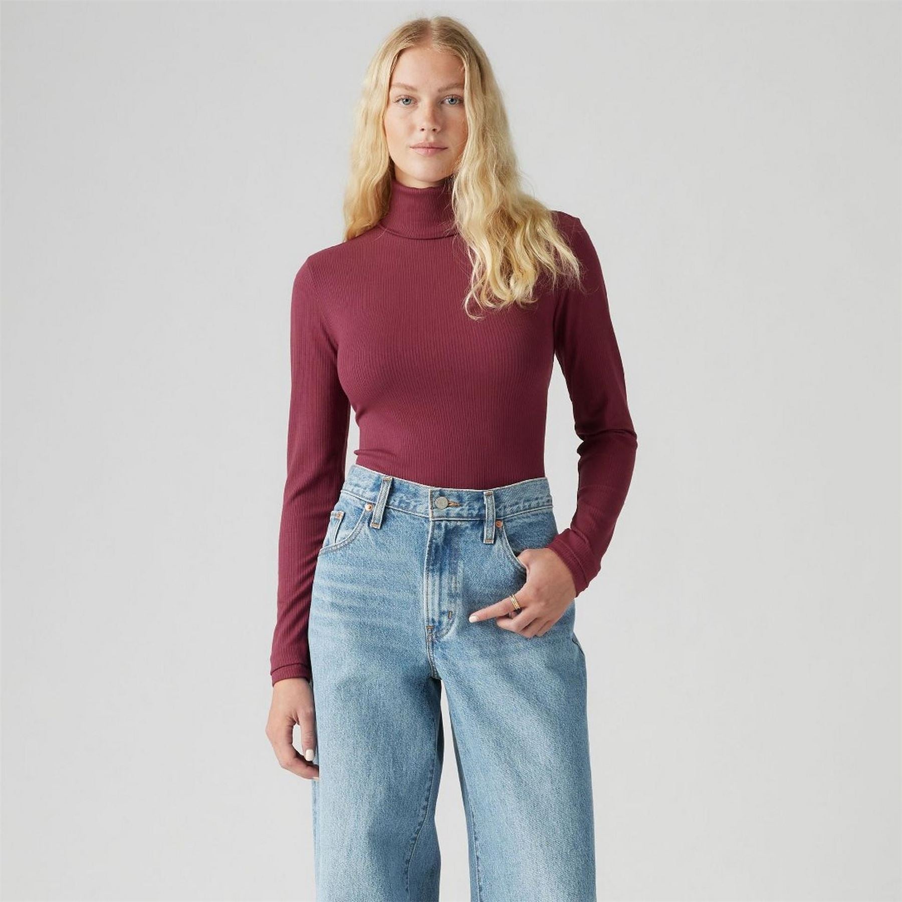 Levis Dreamy Turtleneck Burgundy Long Sleeve T Shirt