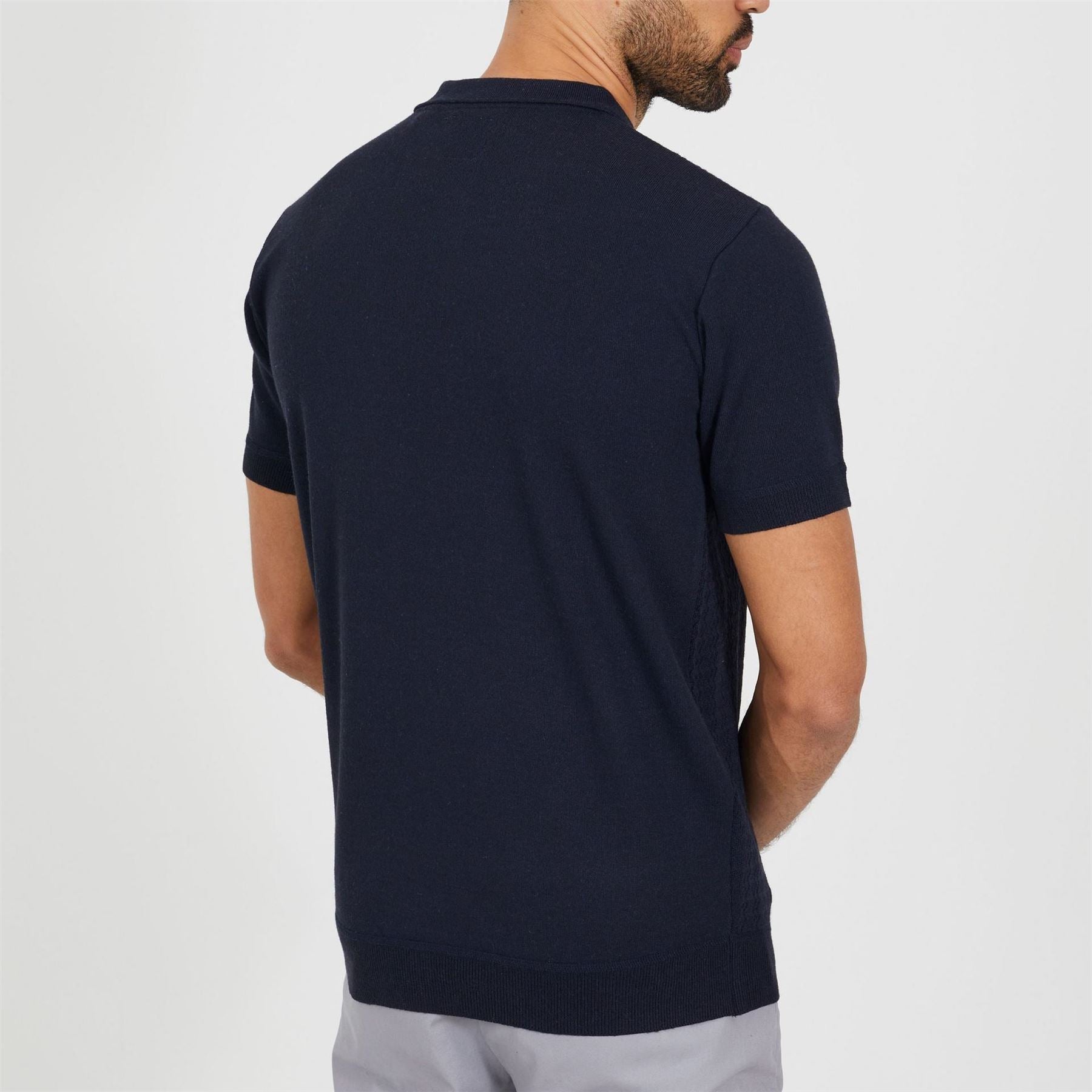 Brave Soul Navy Knitted Polo With Zip Neck