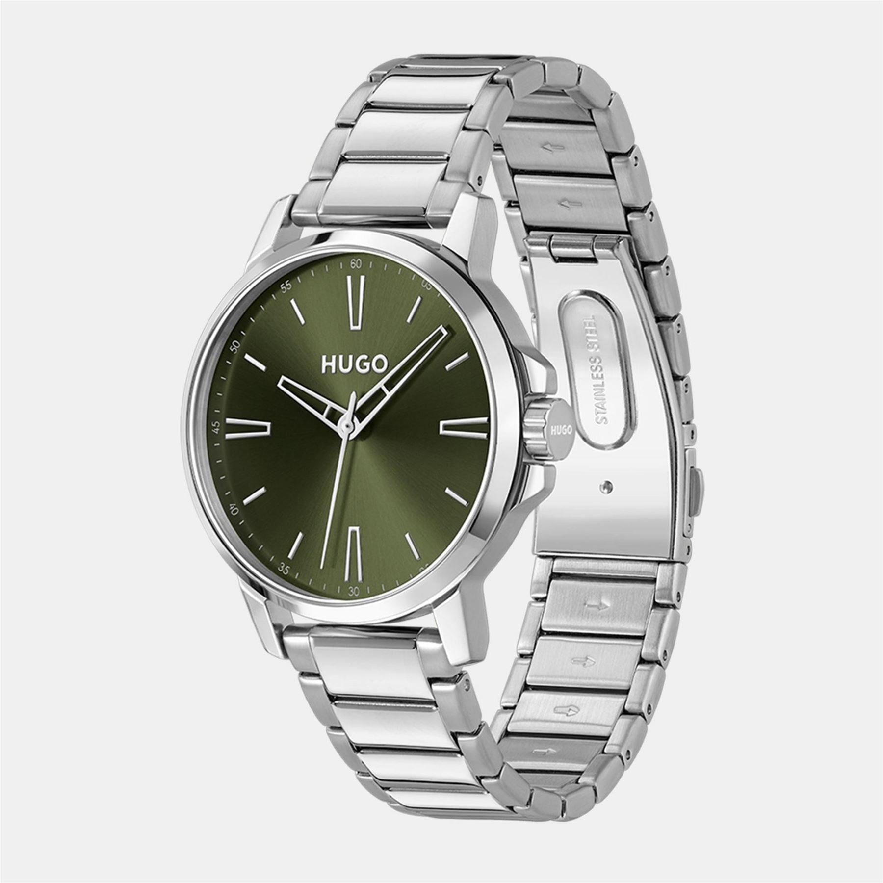 Hugo HUGO #SMOOTH Stainless Steel Bracelet Watch with Green Dial