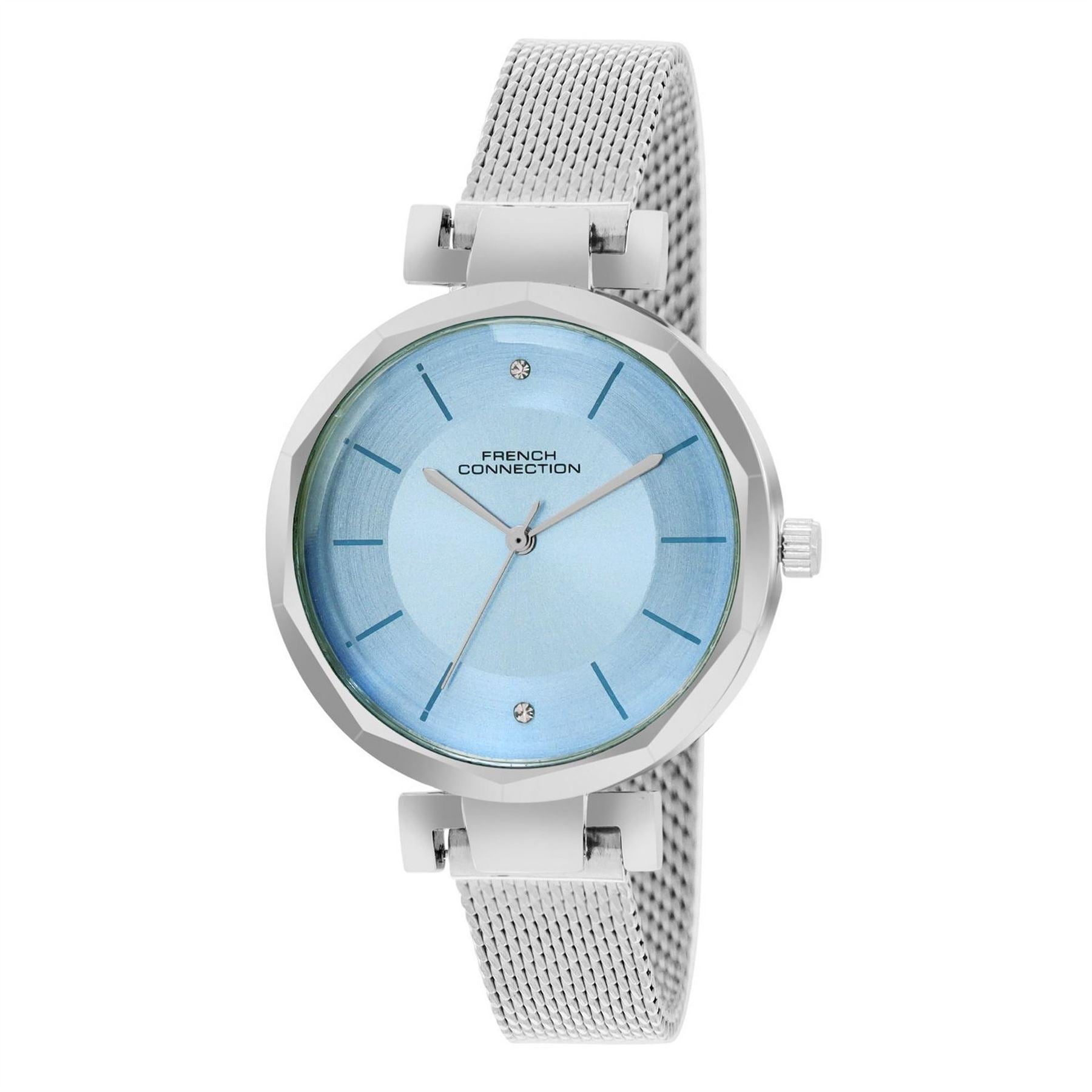 FCUK Silver Case Round Shape Silver Strap Quartz Watch