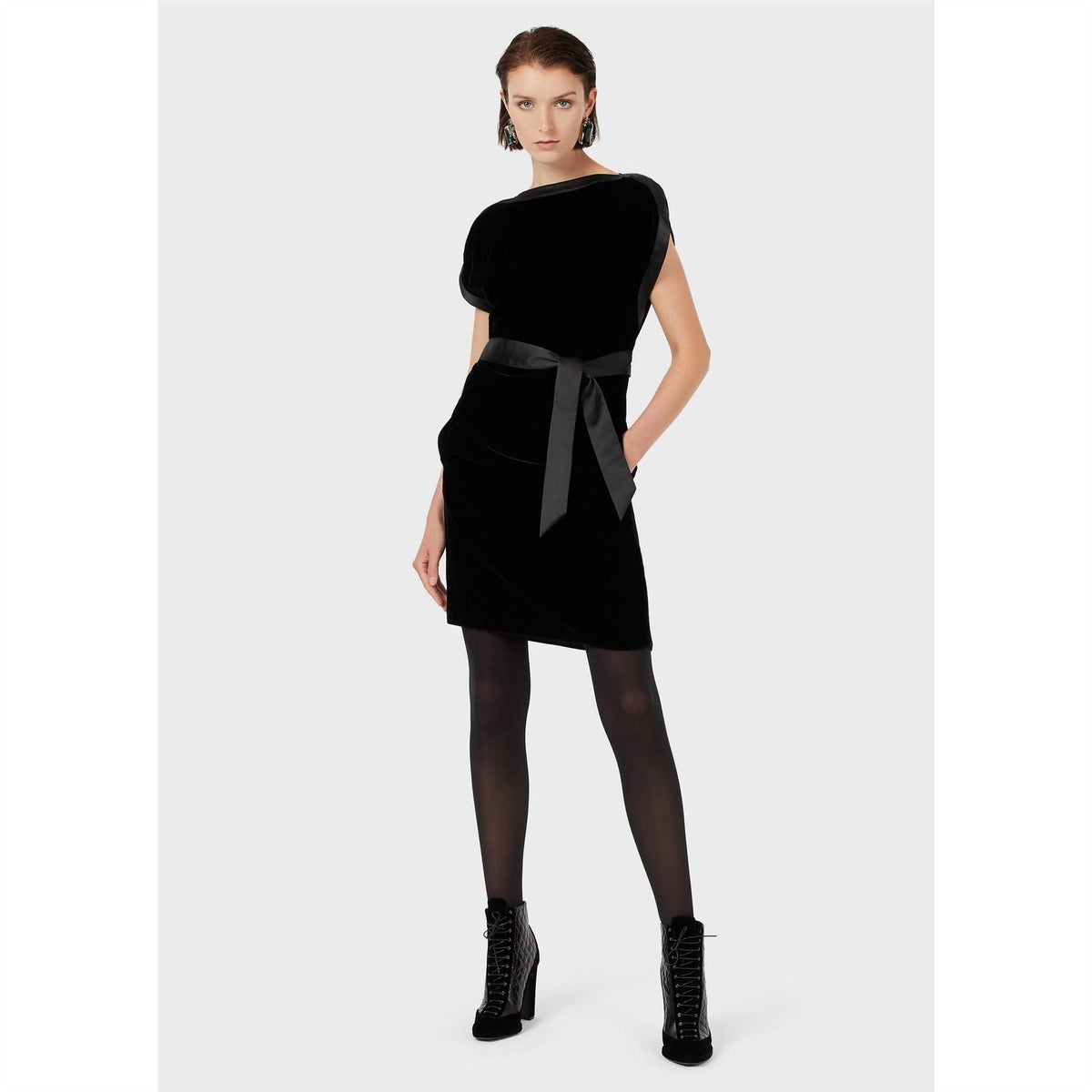 Emporio Armani Boat Neck Mini Bodycon Dress