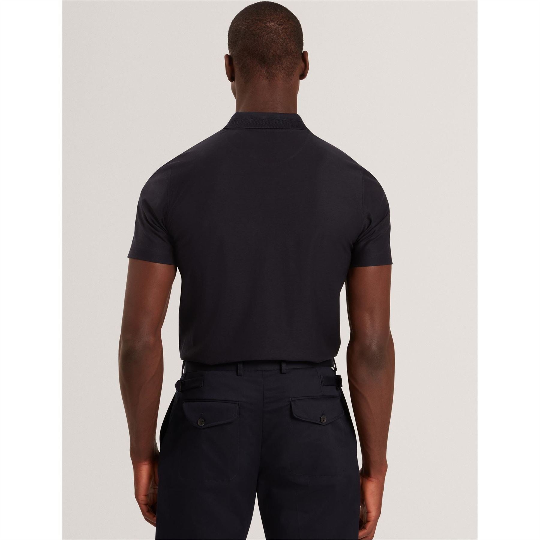 Ted Baker Textured Zip Neck Collared Short Sleeve Polo Shirt