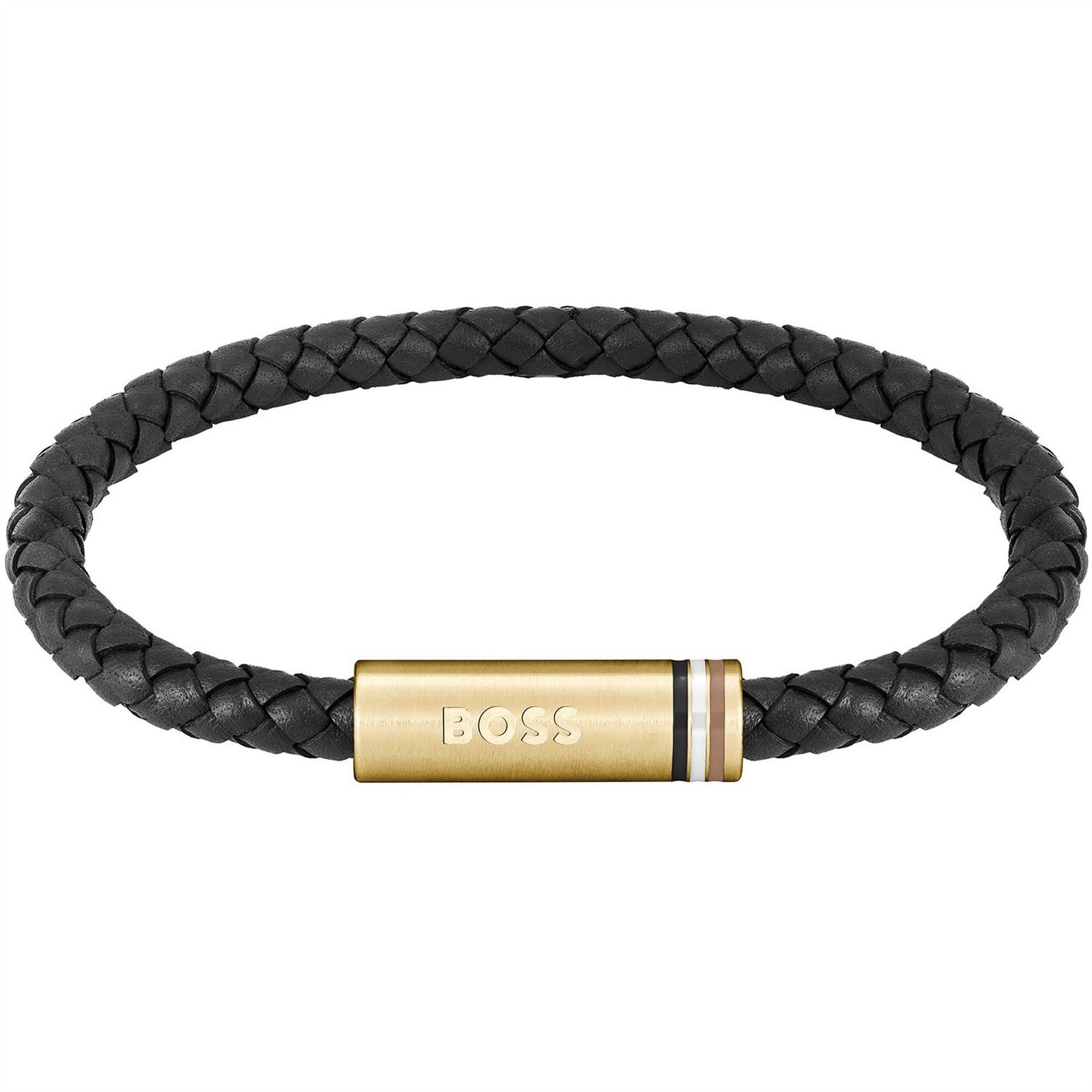 Boss Ares Single Braided Leather Bracelet
