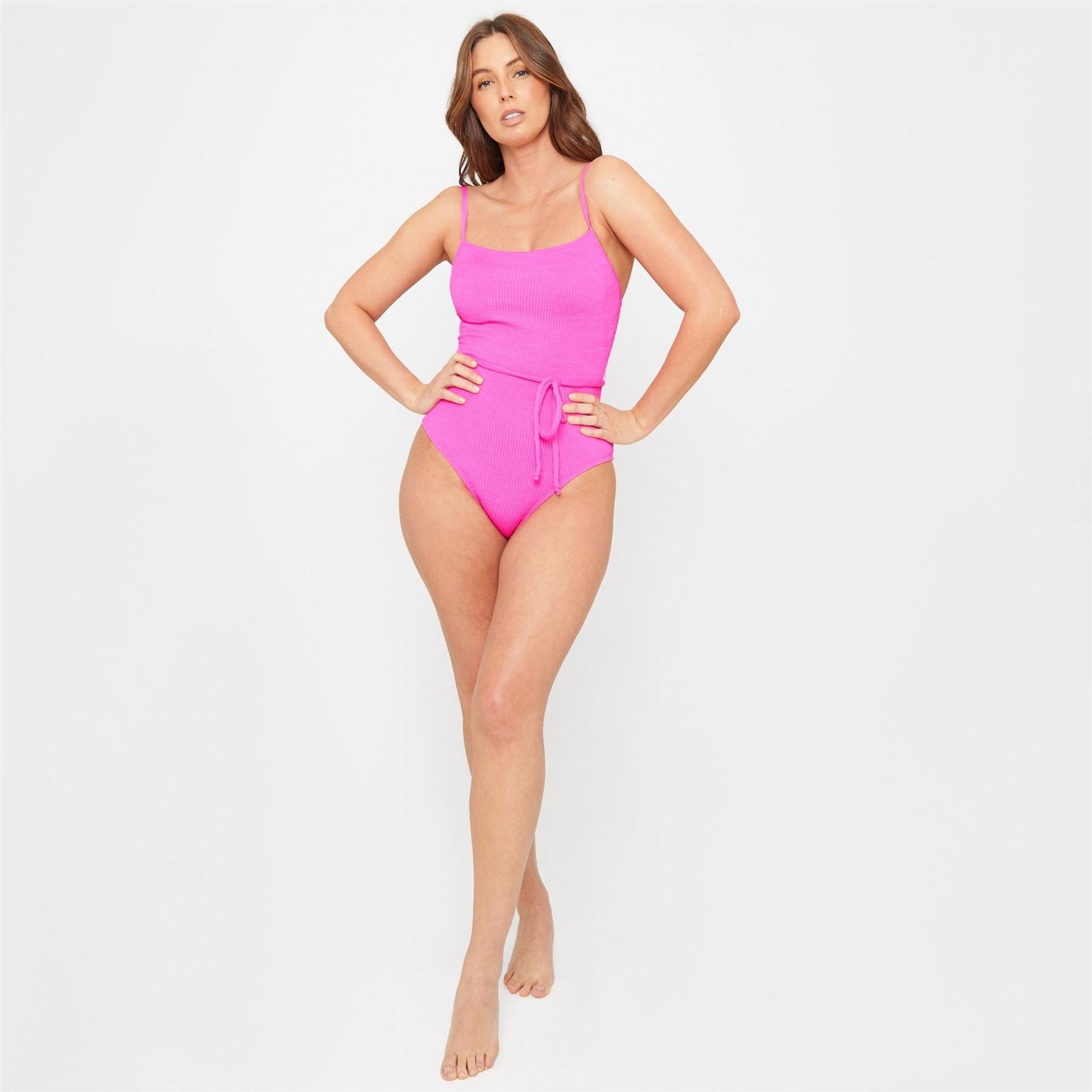 Be You Textured Belted Swimsuit