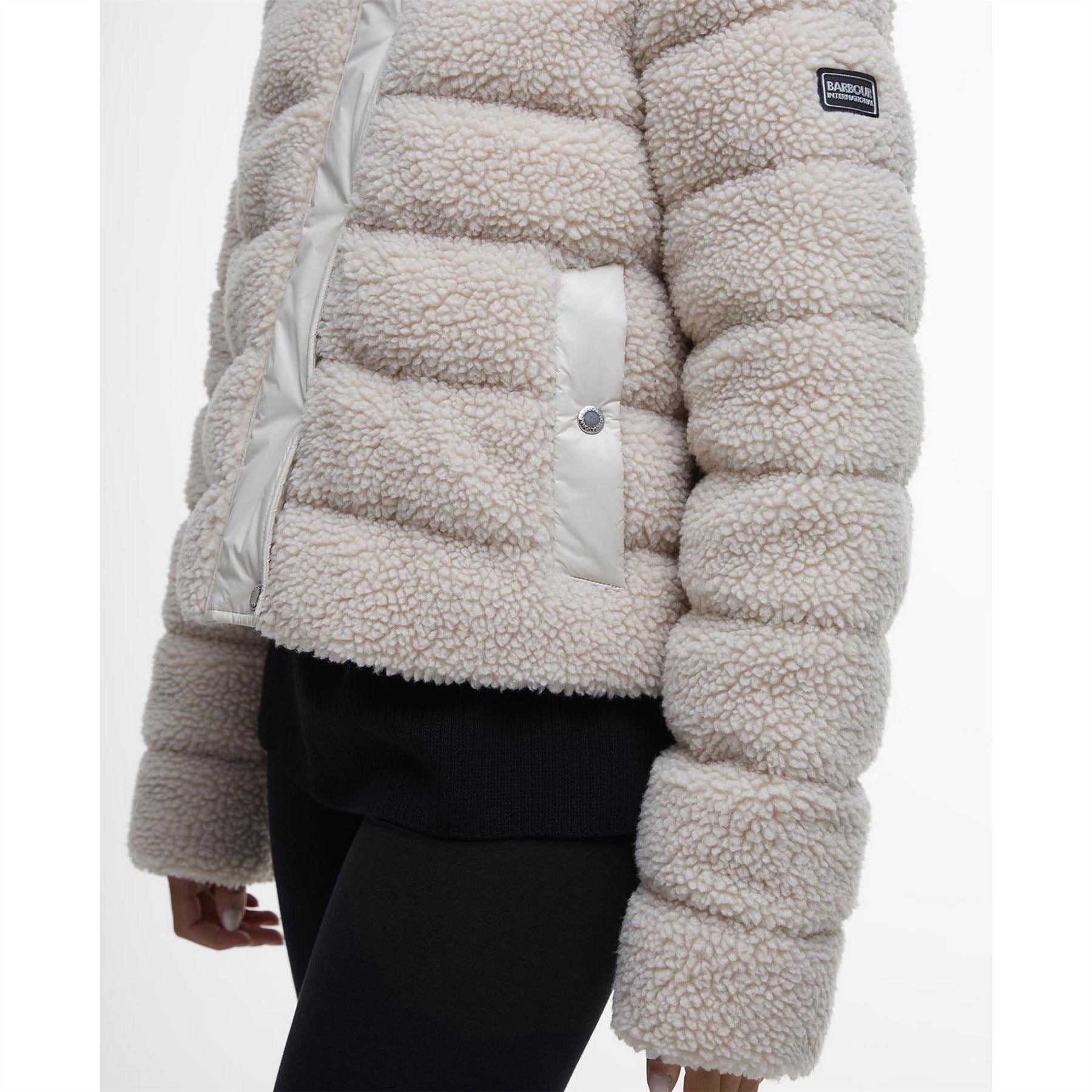 Barbour International Franchesca Sherpa Fleece Quilted Shearling Jacket