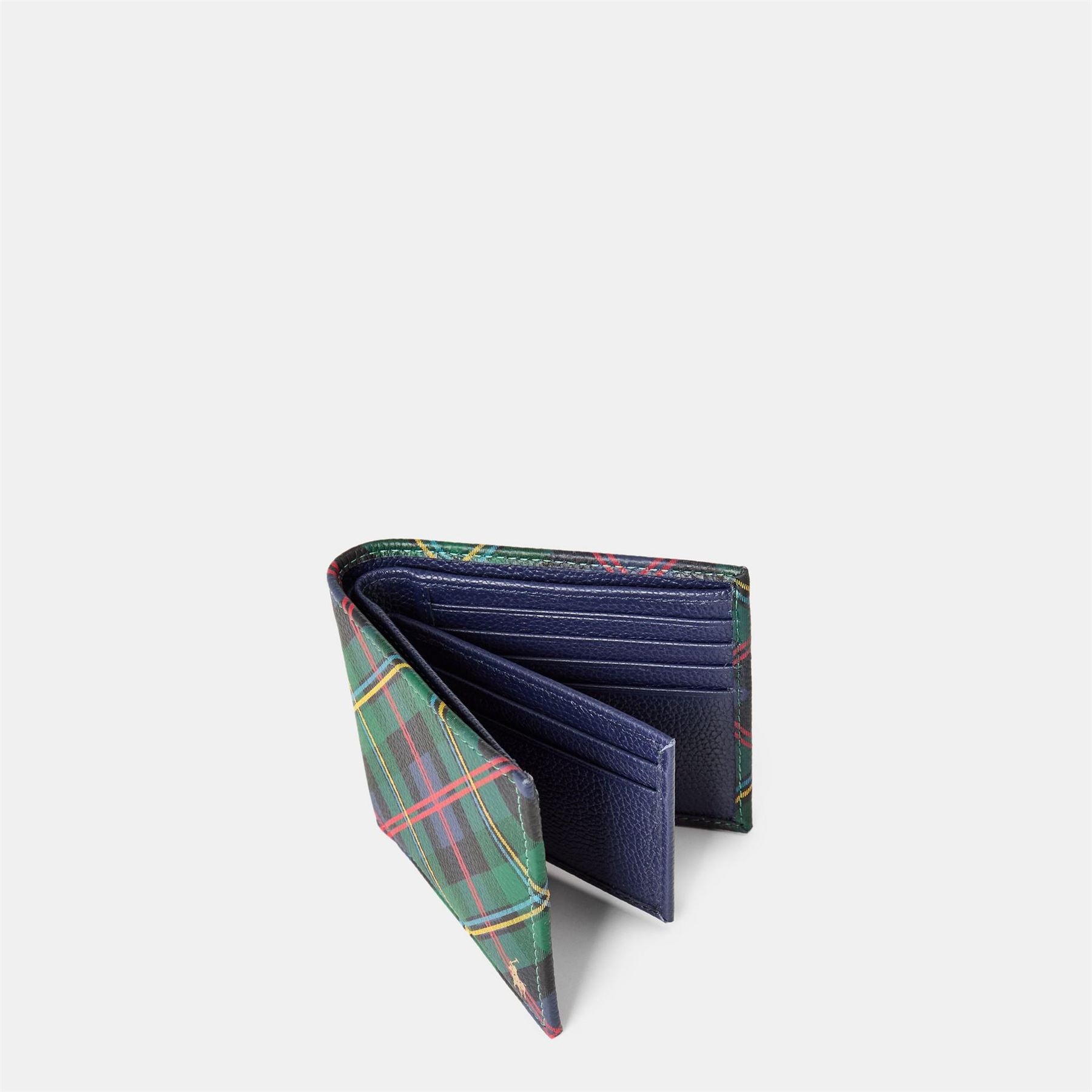 Polo Ralph Lauren Plaid Patterned Trifold Wallet with Embossed Logo