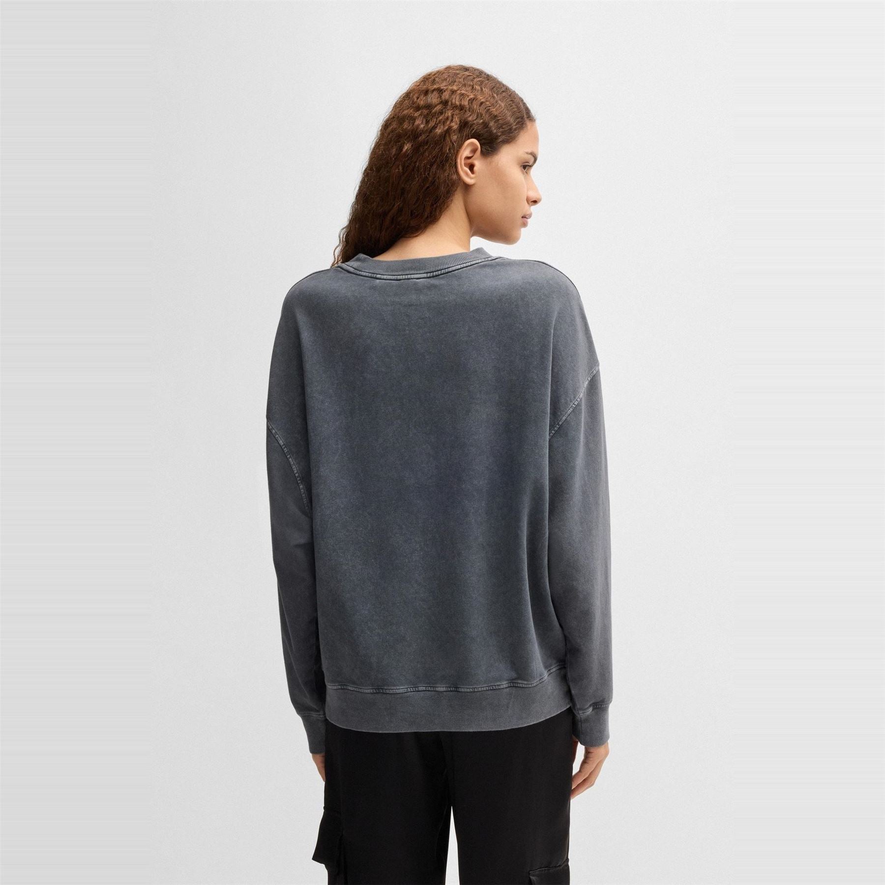 Boss Embroidered Crew Neck Ribbed Collar Long Sleeve Sweatshirt