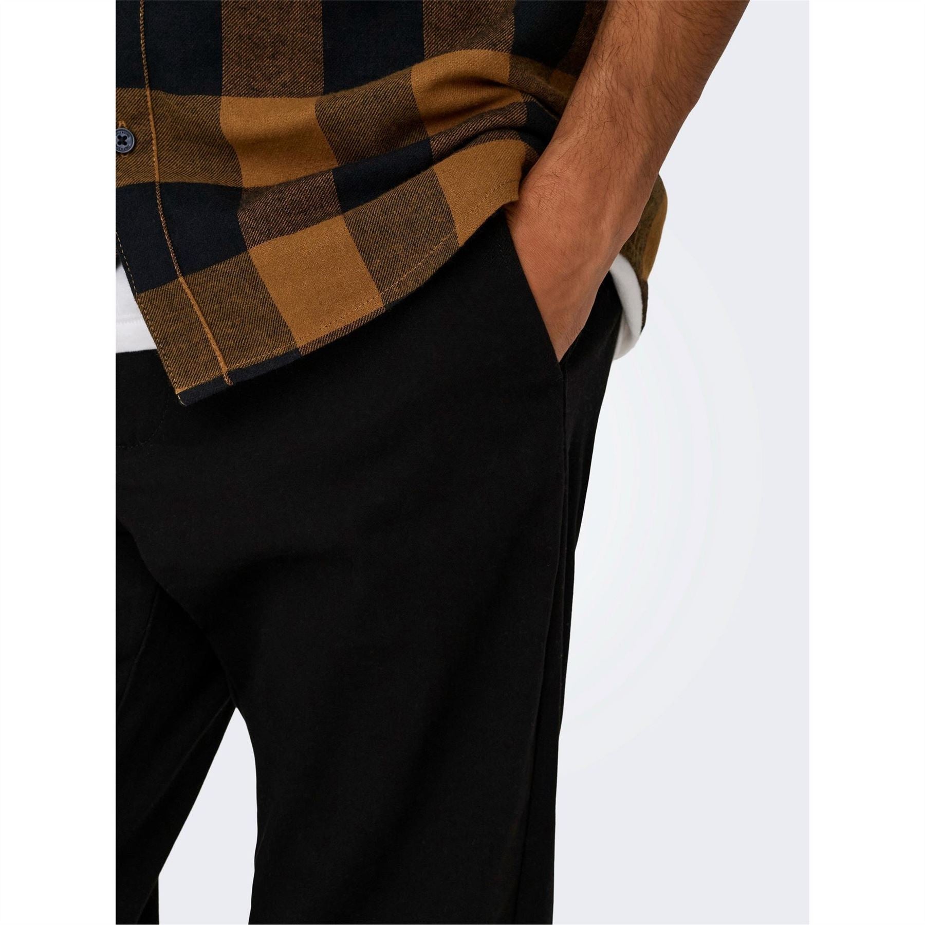 Only Solid Patterned Straight Leg Trousers