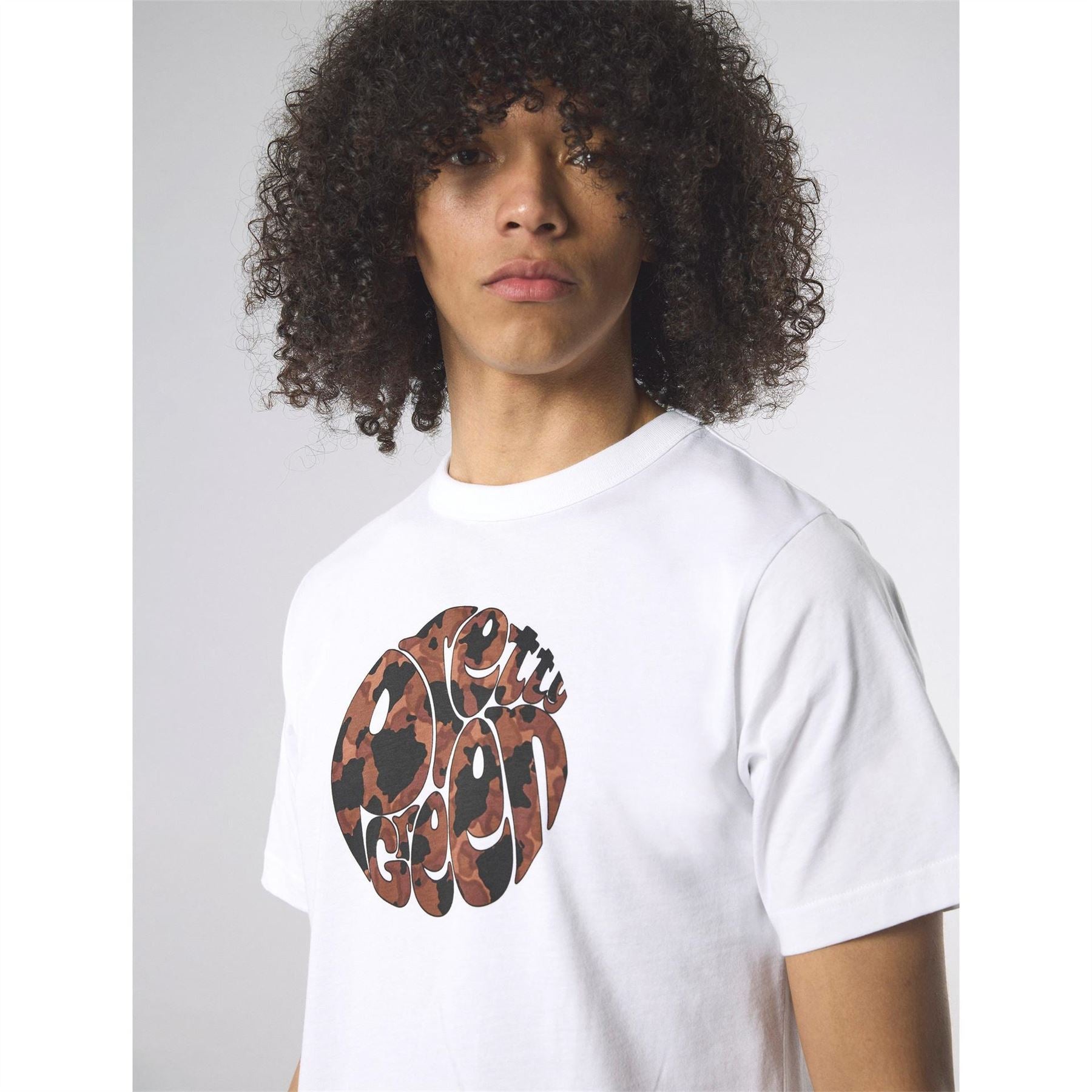 Pretty Green Brindle Logo Print Crew Neck Short Sleeve T-Shirt