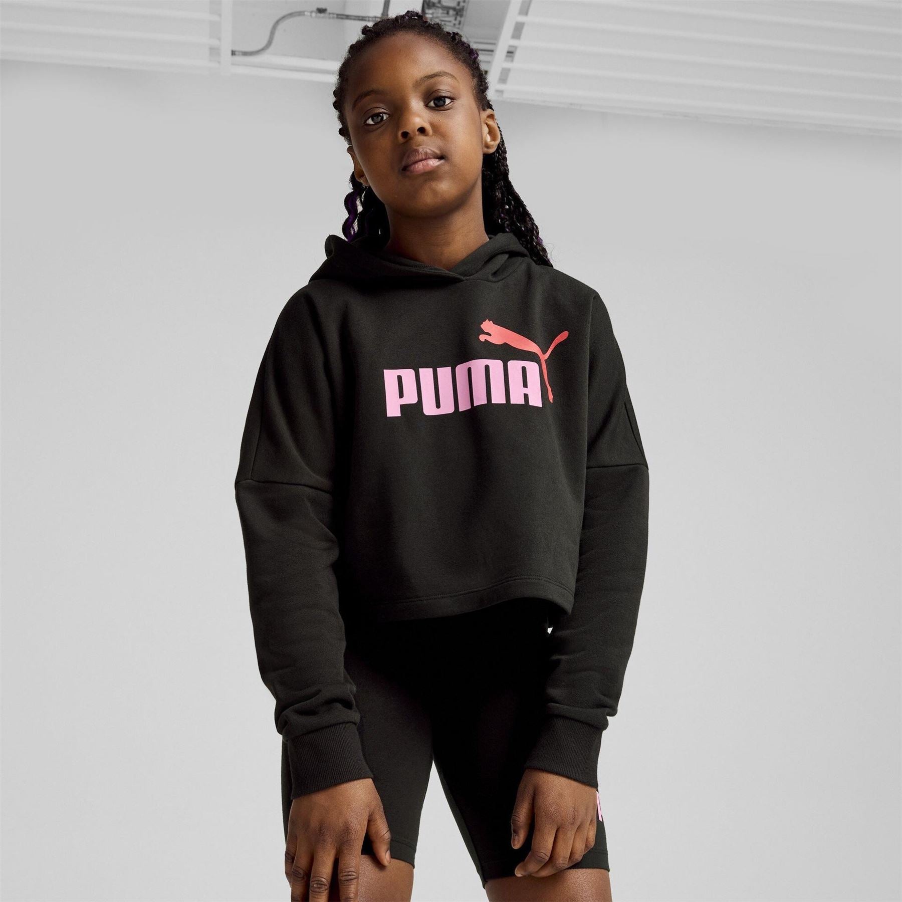 Puma Logo Cropped Hoodie G Hoody Unisex Kids