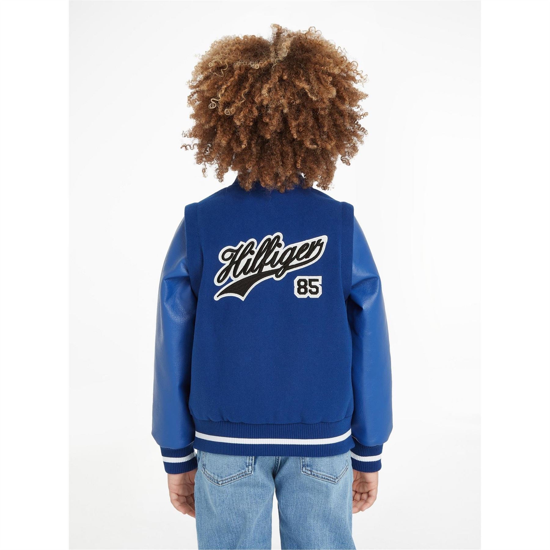 Tommy Hilfiger Zip Off Sleeves Script Back Logo Bomber Jacket Juniors