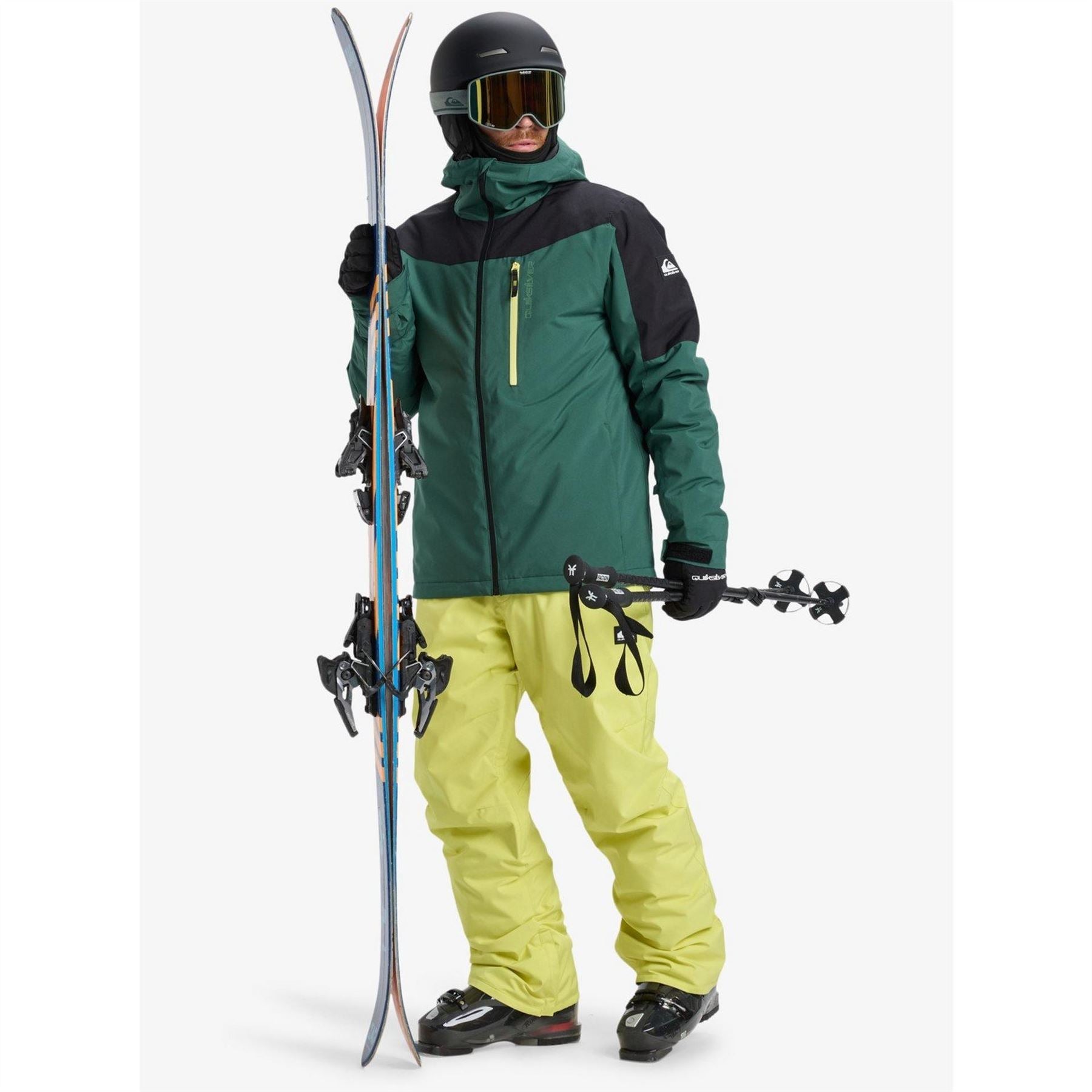 Quiksilver Titan Color Block Hooded Hook and Loop Ski Jacket