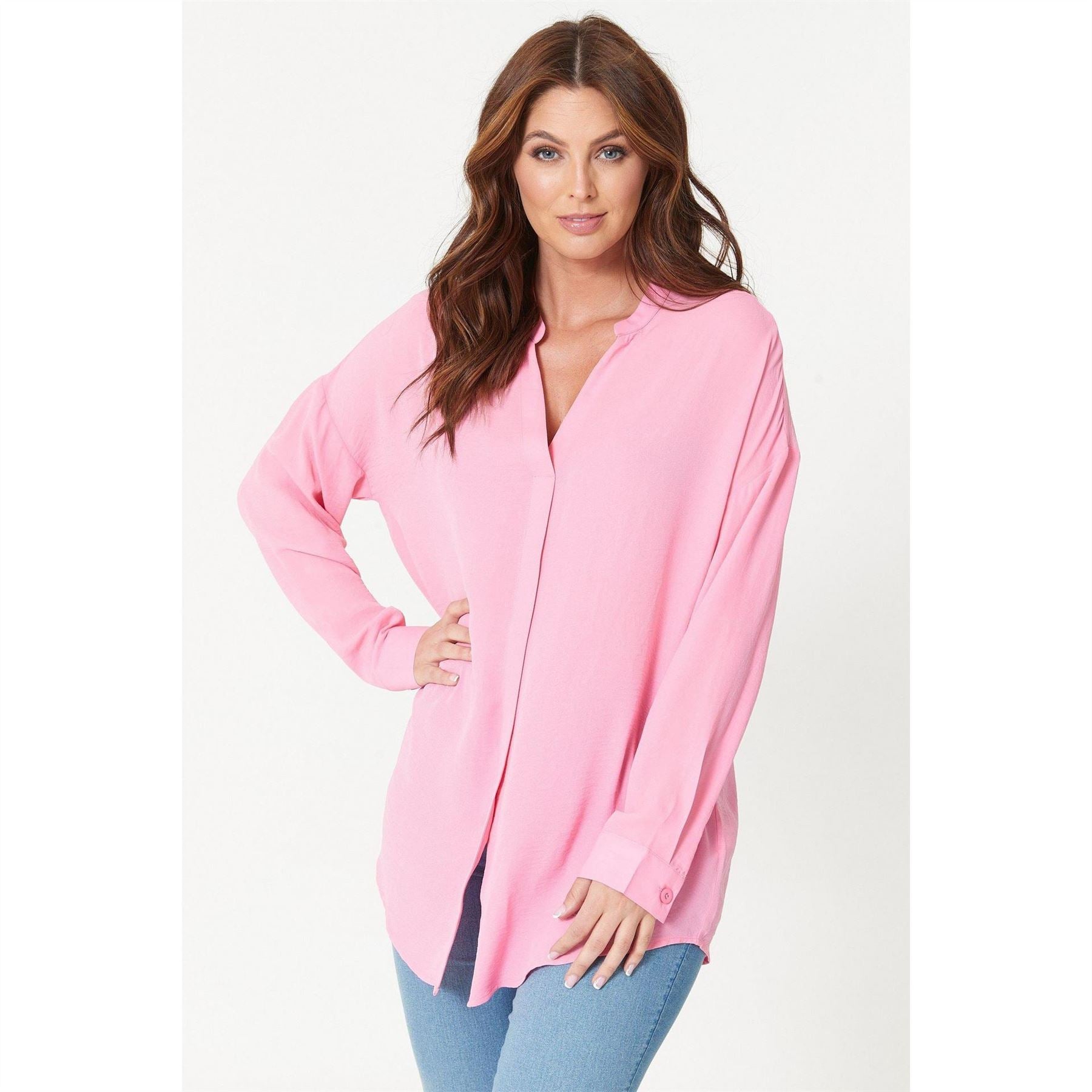 Be You Relaxed Fit V Neck Long Sleeve Blouse