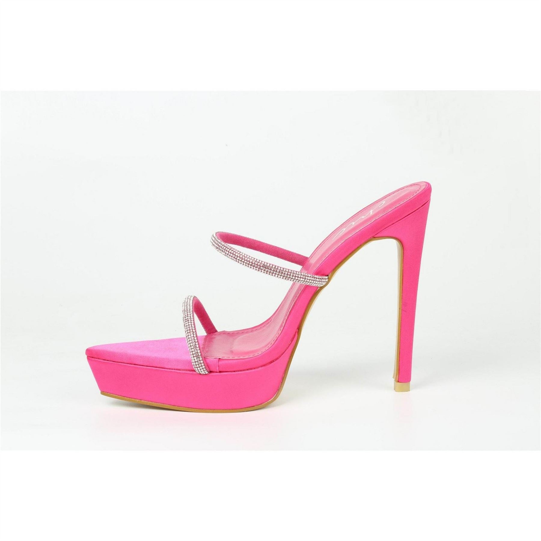 Chic Diamante Stiletto Heel Platform Slides