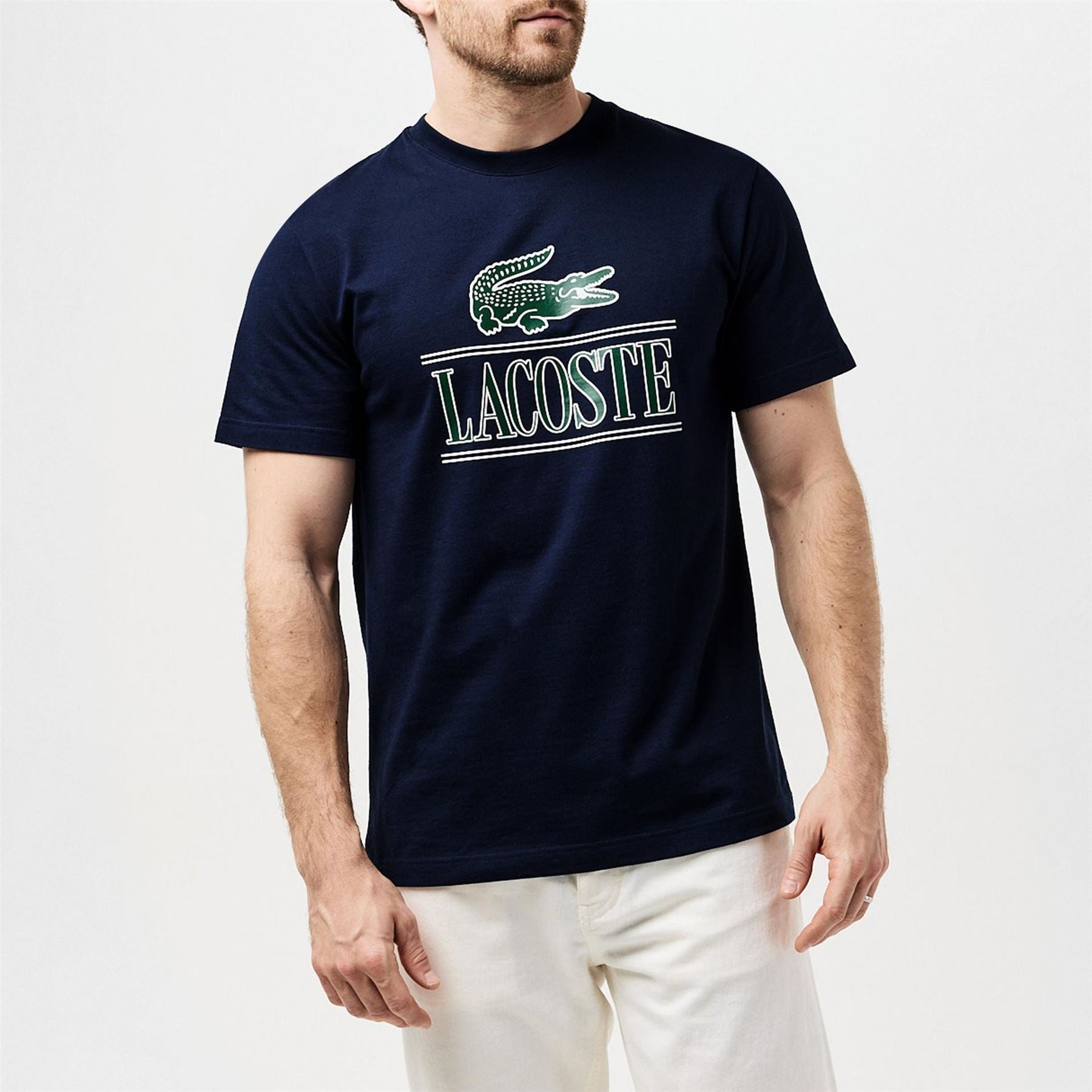 Lacoste Crocodile Print Lettering Regular Fit T-Shirt