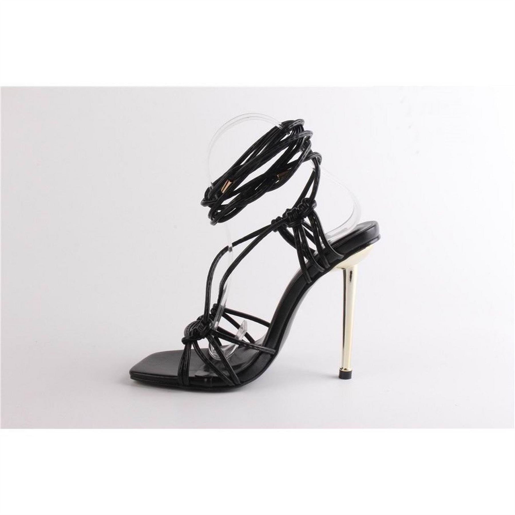 Chic Striped Gladiator Stiletto Heel Sandals