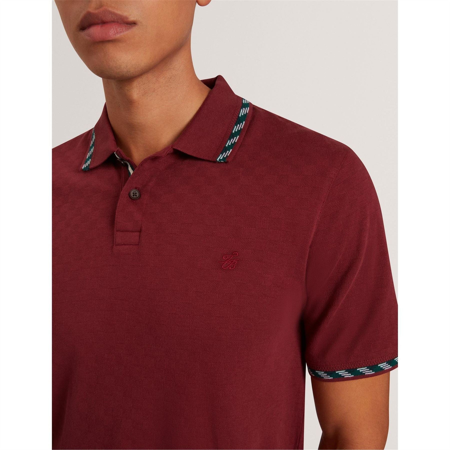 Ted Baker Jacquard Collared Neck Short Sleeve Polo Shirt