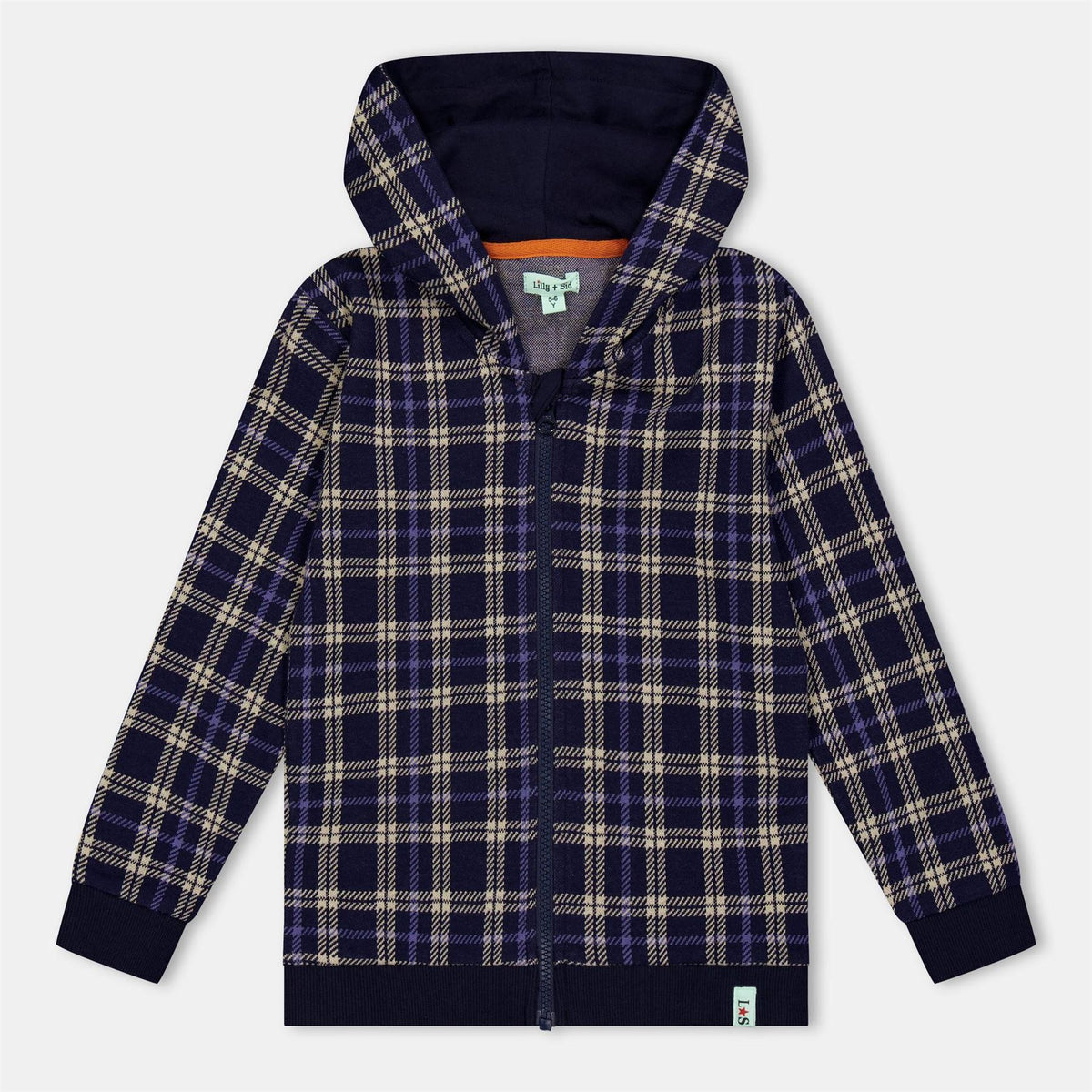 Lilly and Sid Check Pattern Hooded Sweatshirt