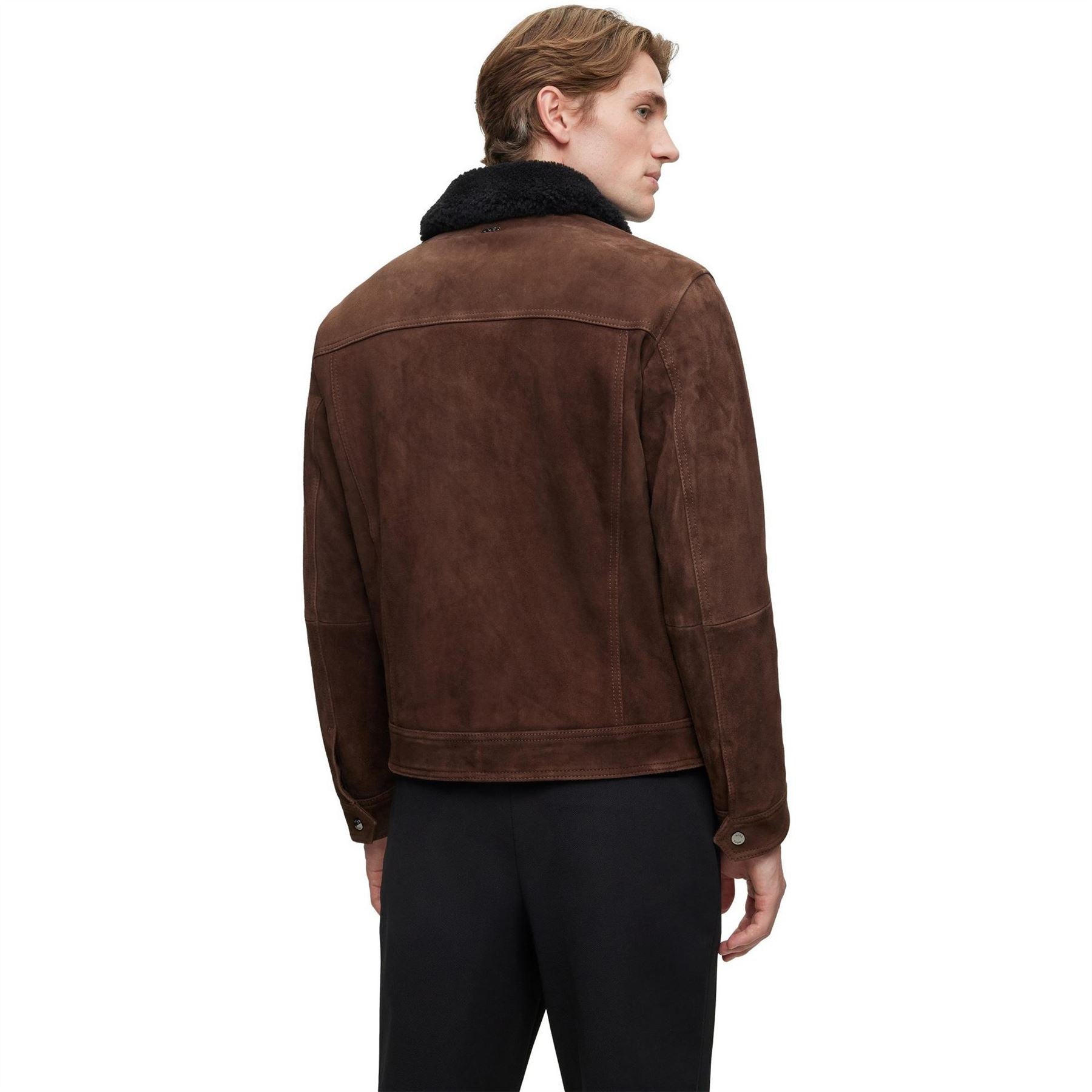 Boss Solid Patterned Sherpa Jacket with  Flap Chest Pocket