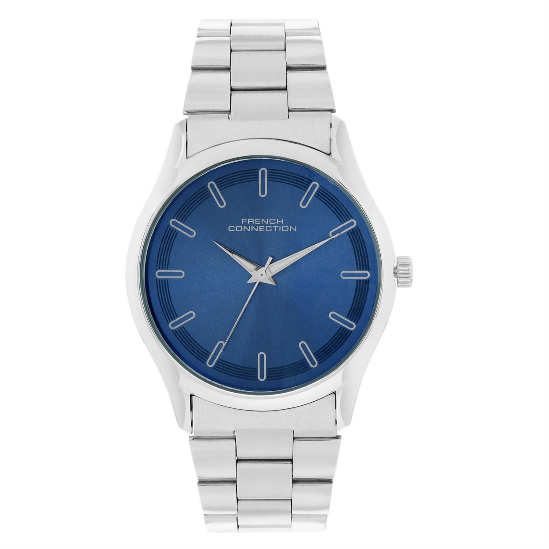 French Connection Connection Silver Case Round Shape Silver Strap Quartz Watch