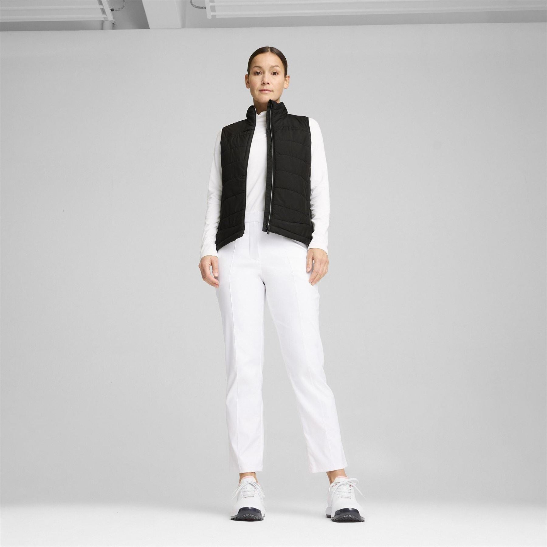 Puma Kyley Quilted Long Sleeve Performance Polo Shirt