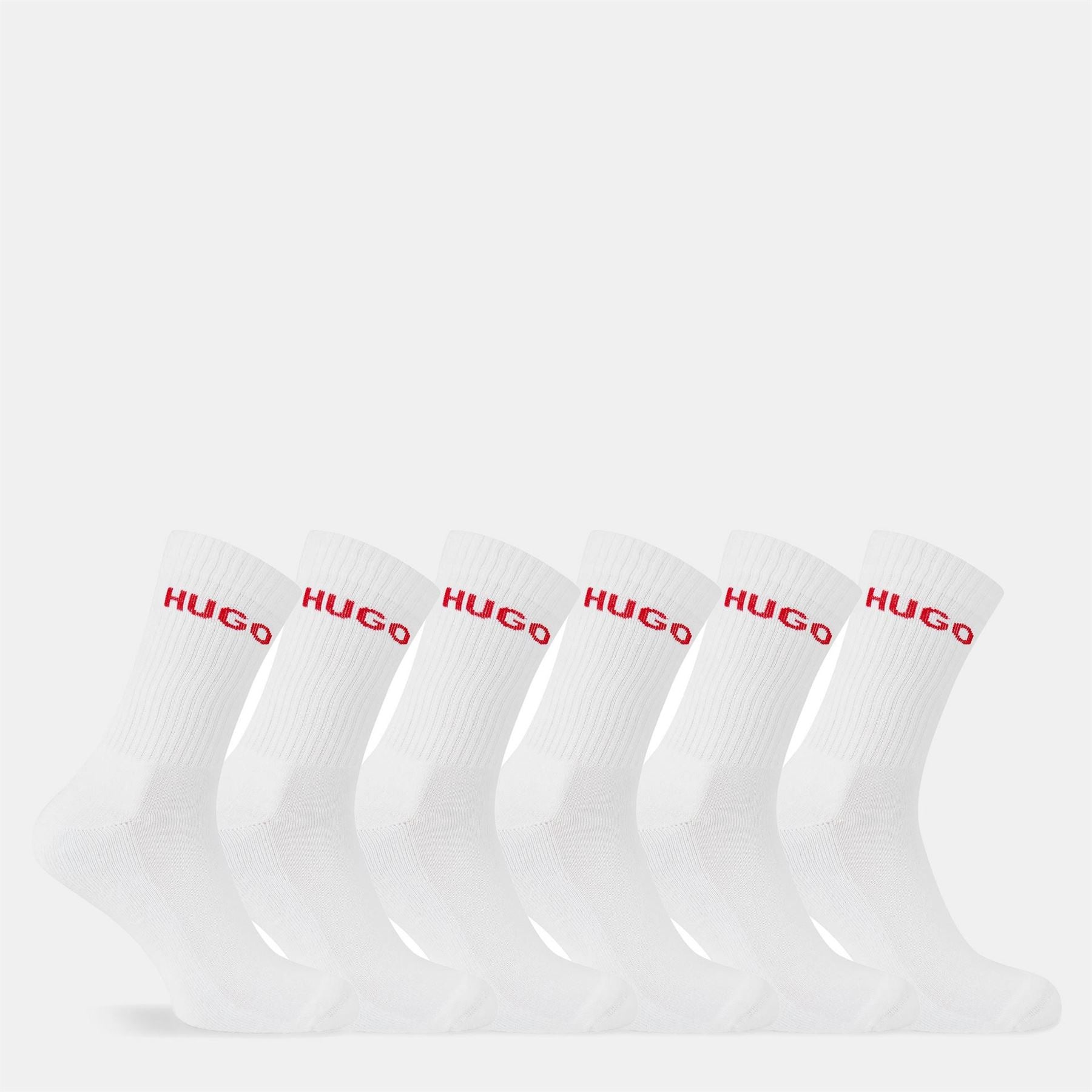 Hugo HUGO Ribbed Logo 6 Pack Crew Socks