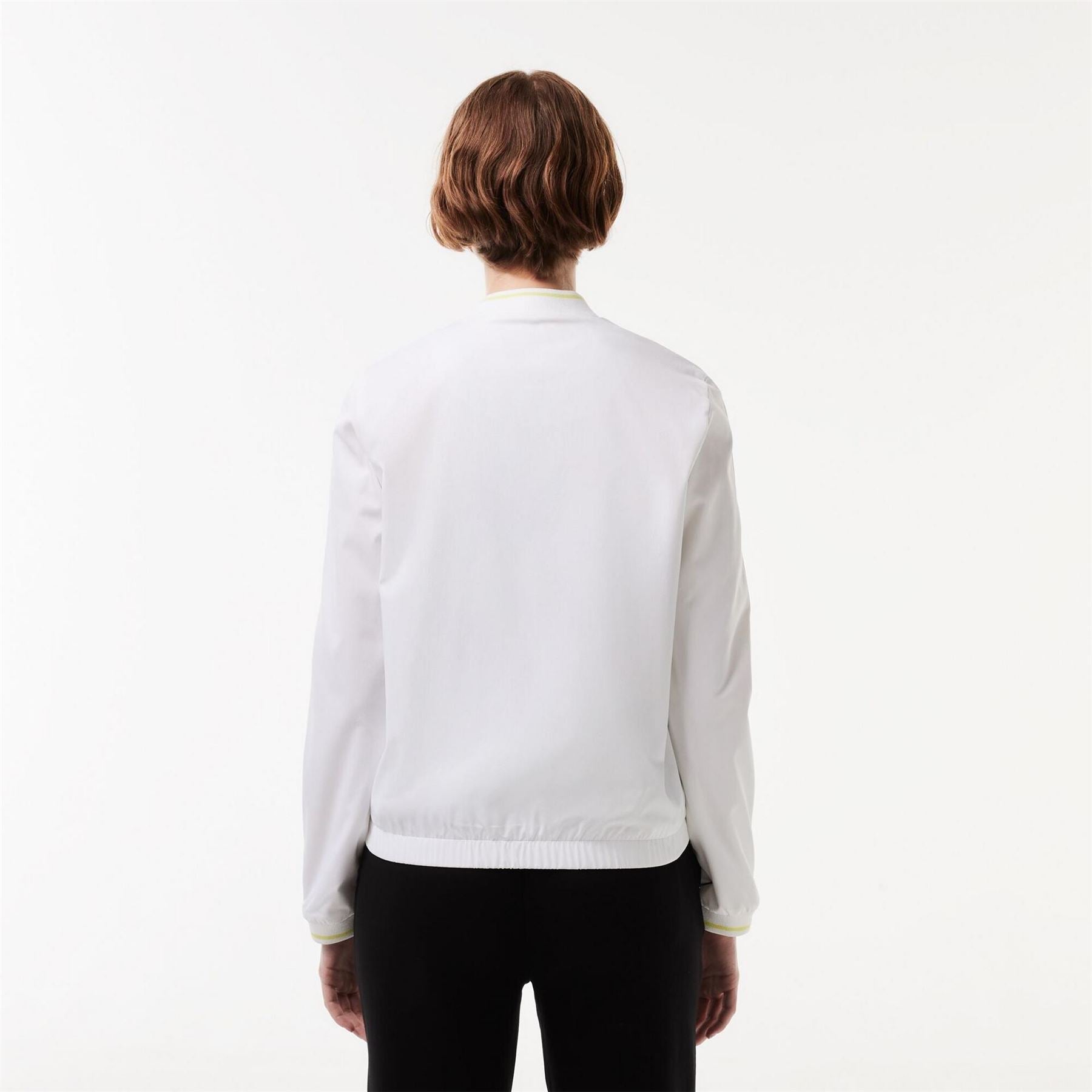 Lacoste Crocodile Logo Lacoste Lettering Crew Neck Bomber Collar Athletic Top