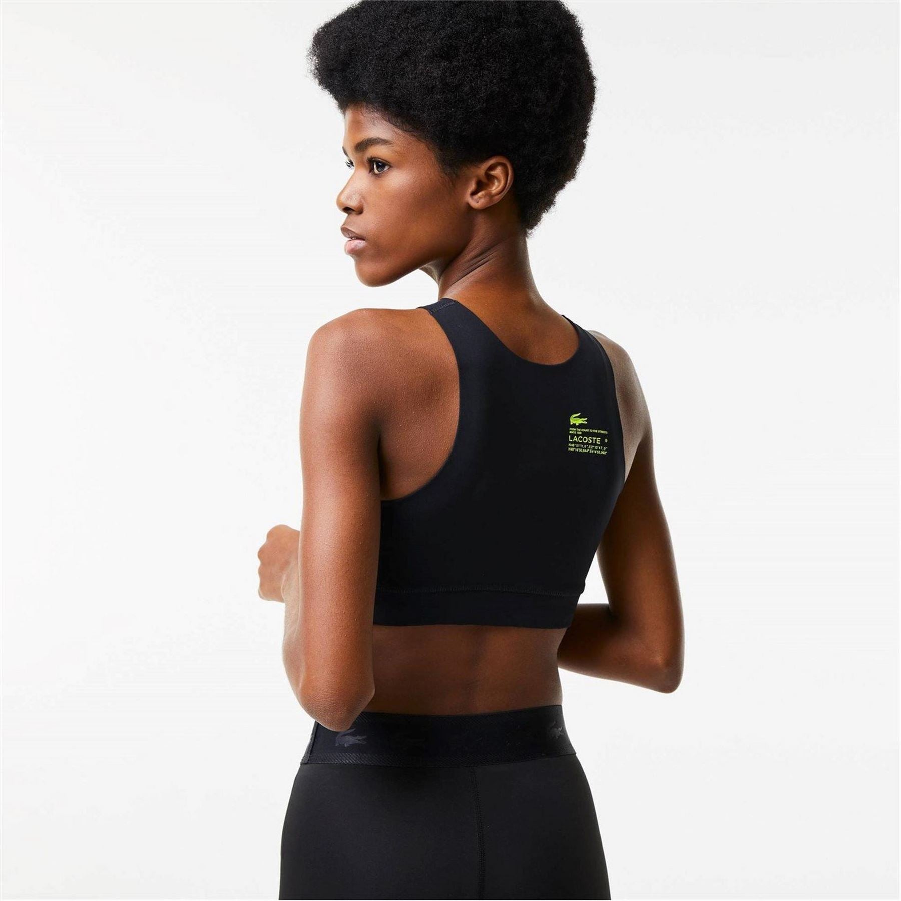 Lacoste Cropped Sleeveless Crew Neck Athletic Bra
