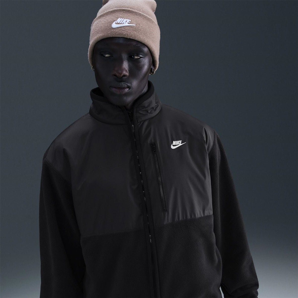 Nike Solid Patterned Full Zipper Sweat Jacket with Zipped Pocket