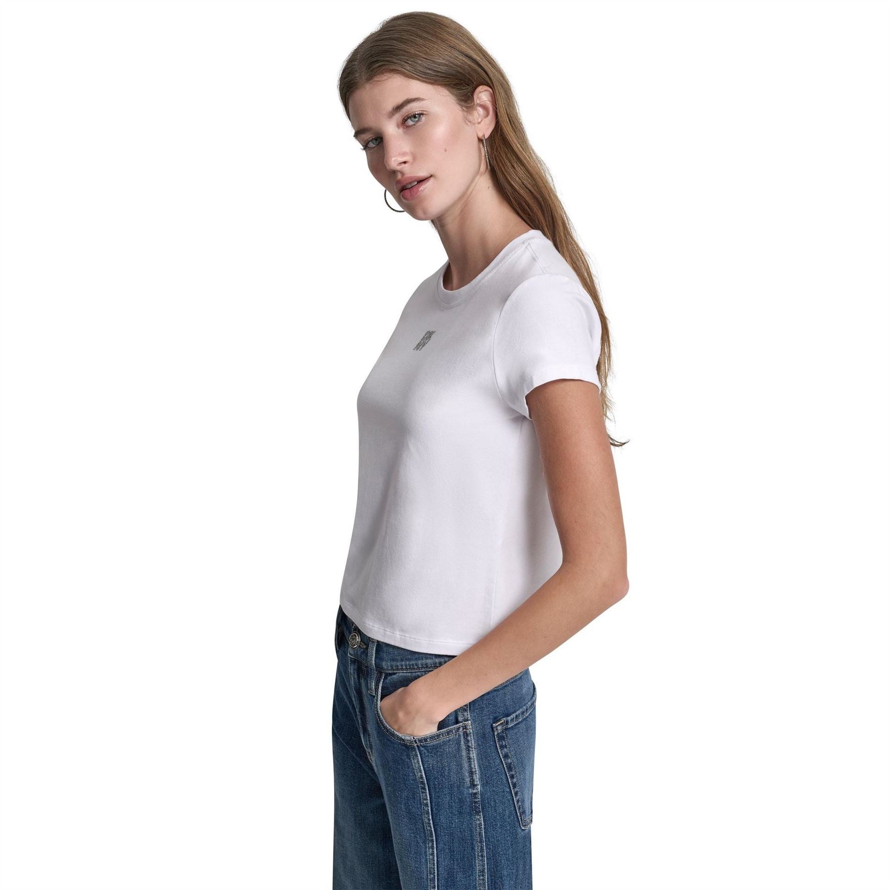 DKNY Jeans Rhinestone Logo Baby Tee