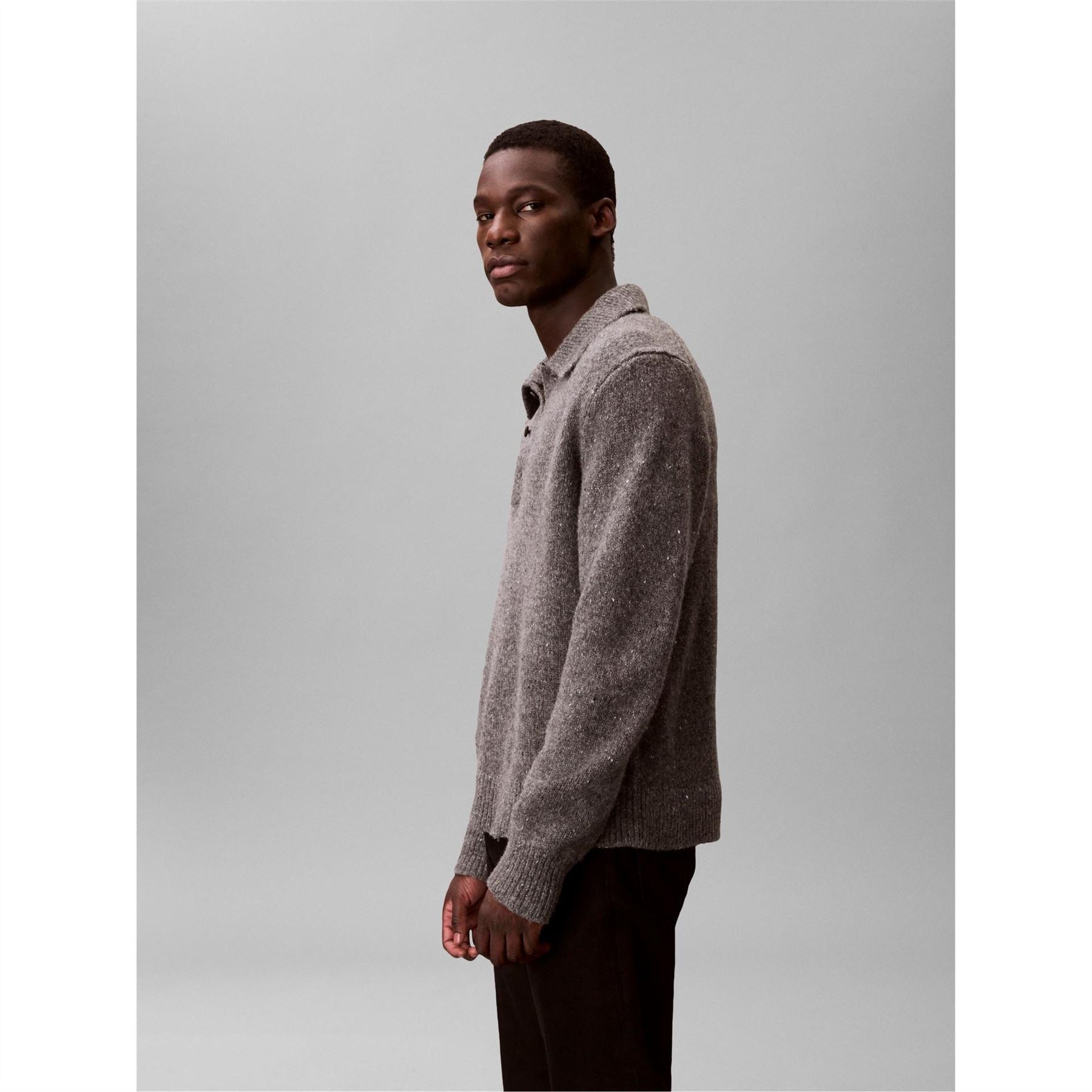 Calvin Klein Jeans Collared Neck Long Sleeve Polo Knit Sweater